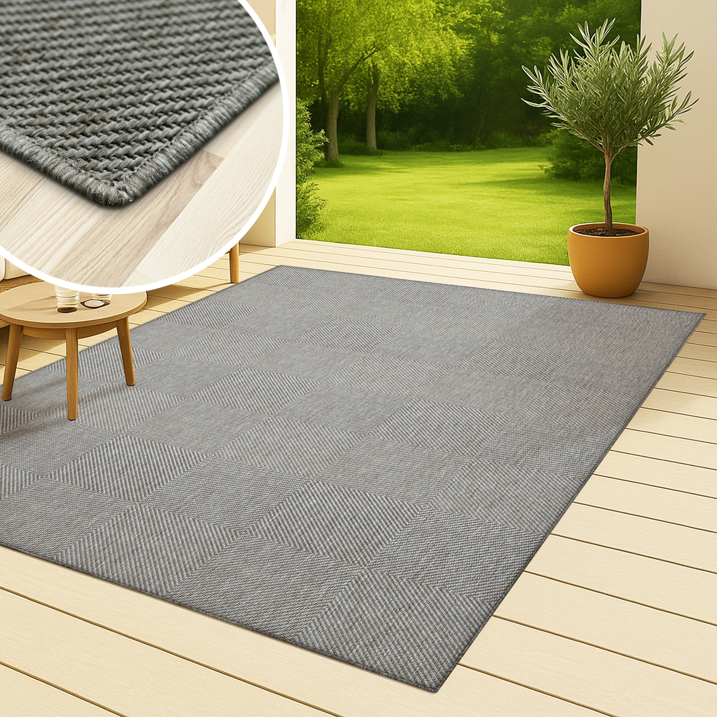 my home Teppich »Anna, auch als Läufer erhältlich«, rechteckig, 3 mm Höhe, In- und Outdoor geeignet, Sisal-Optik, Wetterfest & UV-beständig