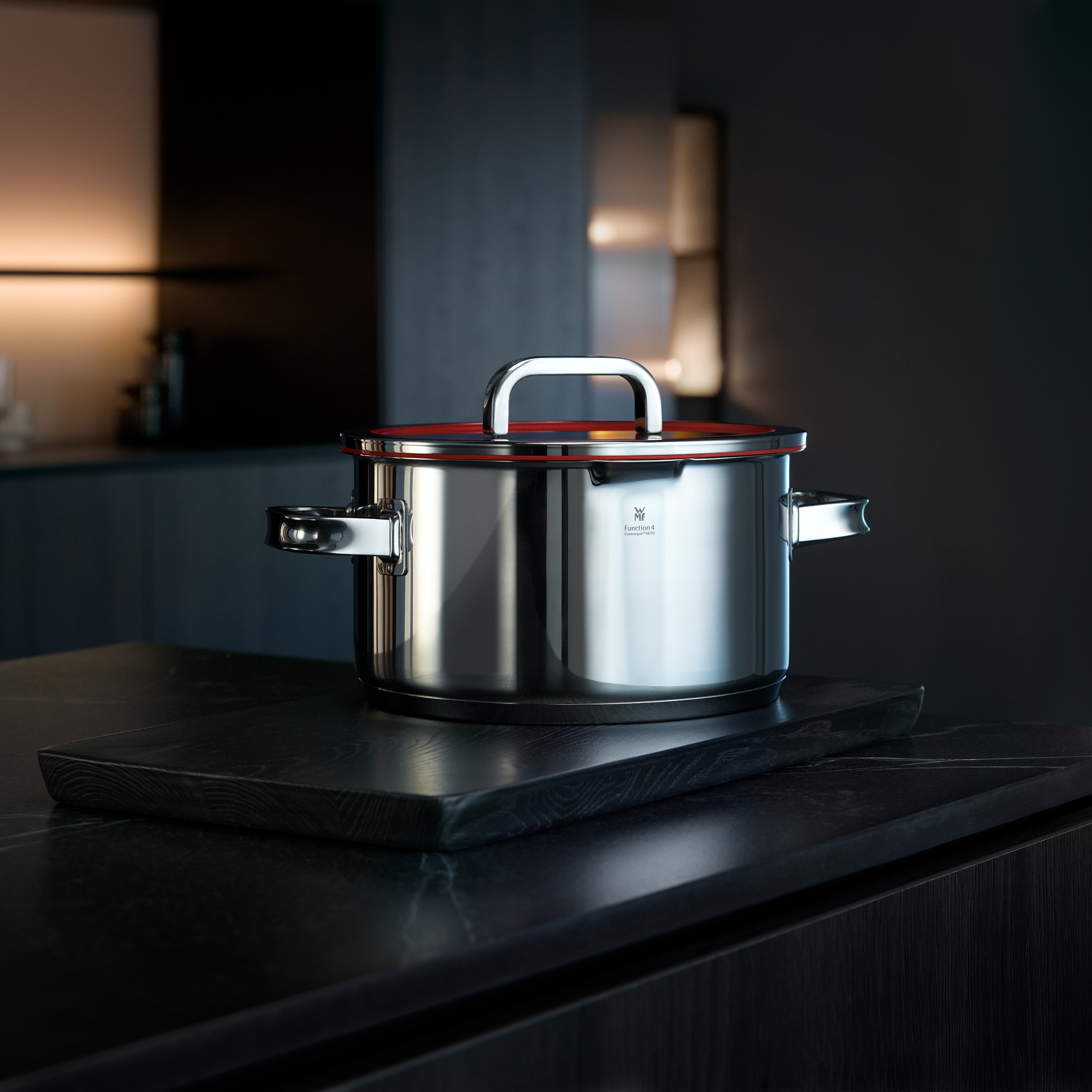 WMF Fleischtopf »Function 4«, Cromargan® Edelstahl Rostfrei 18/10, (2 tlg.), wärmereduzierende Griffe, mit 4 Abgießfunktionen, Innenskalierung