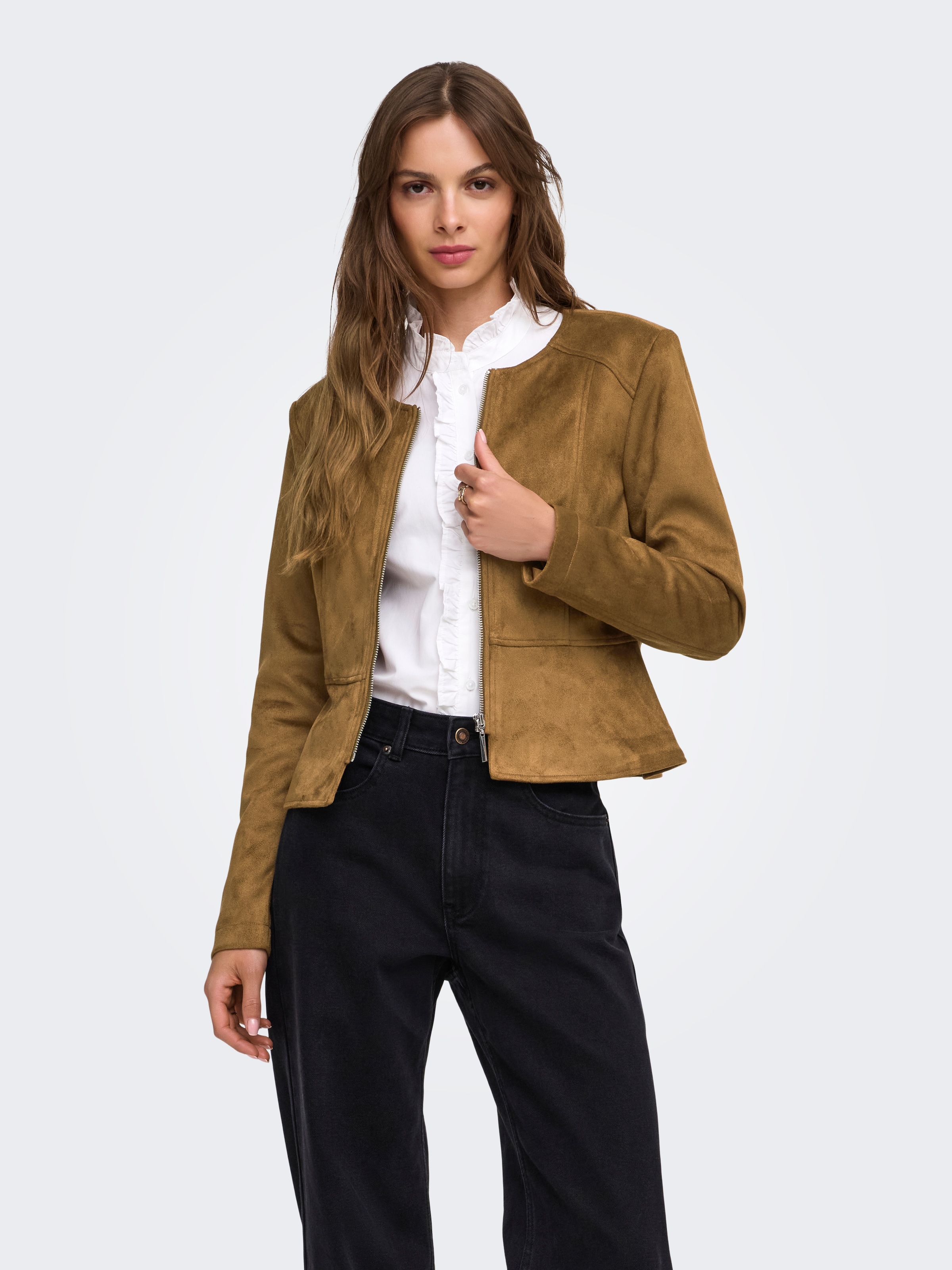 ONLY Lederimitatjacke »ONLSARAMY FAUX SUEDE JACKET OTW« Kunstfaser, Wildlederimitat