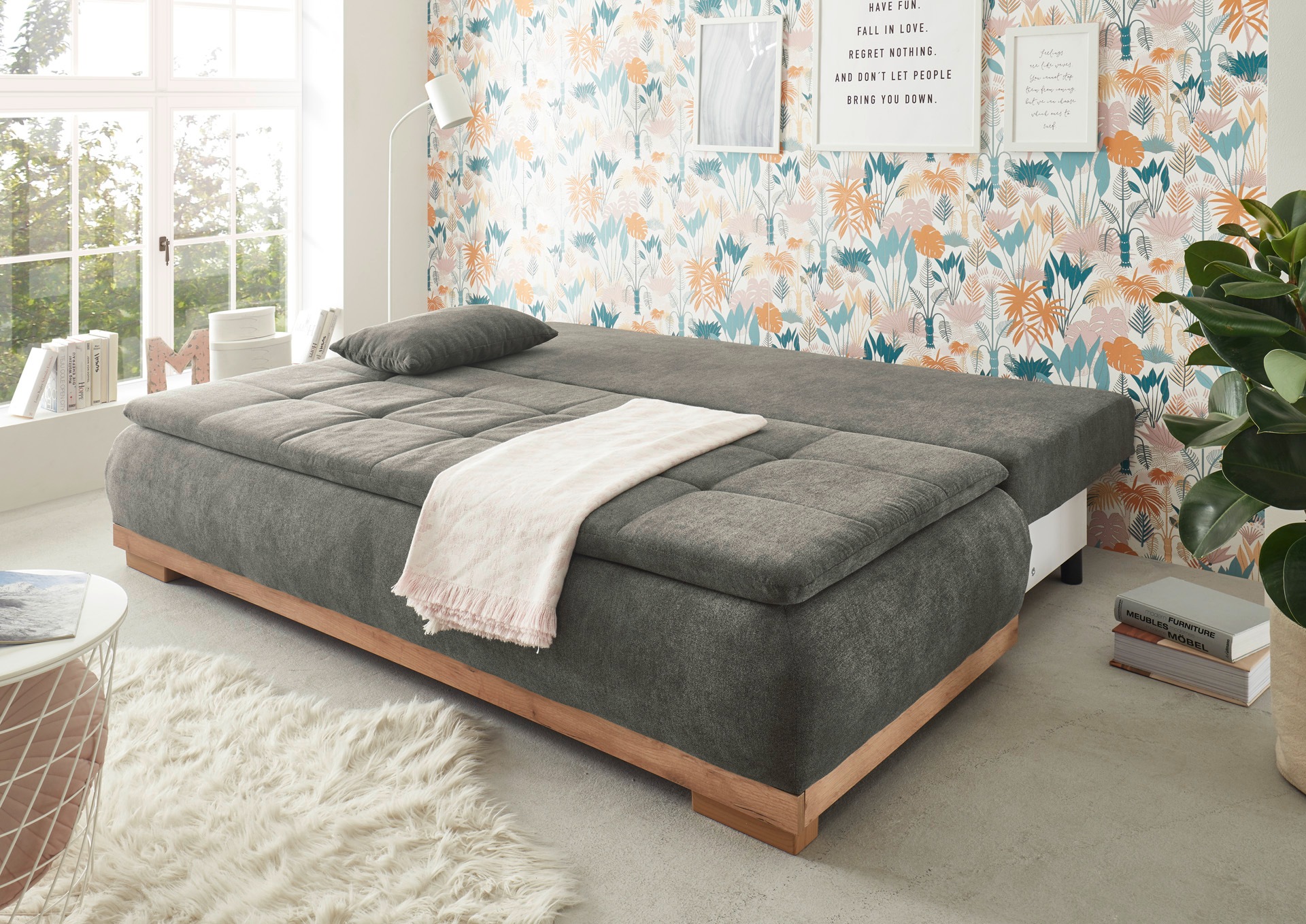 ED EXCITING DESIGN Schlafsofa "Mila", mit Bettkasten & 2 Armlehnenkissen günstig online kaufen