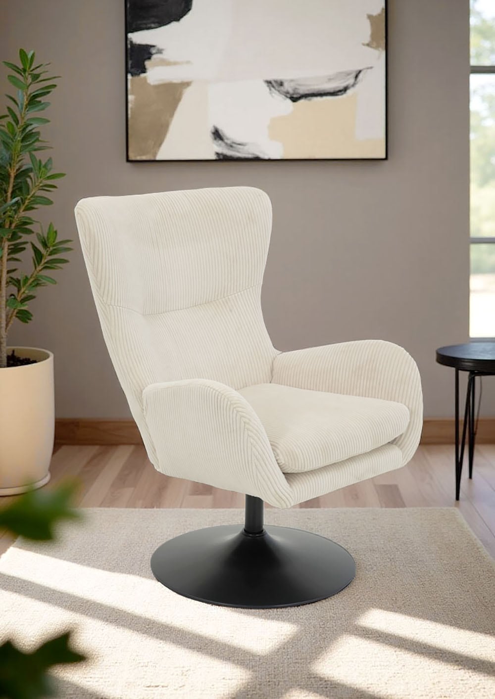 HELA Loungesessel »SAMOS«, (1 St.), Sessel;drehbar;Trompetengestell;Microfaser Breitcord;Armlehnen