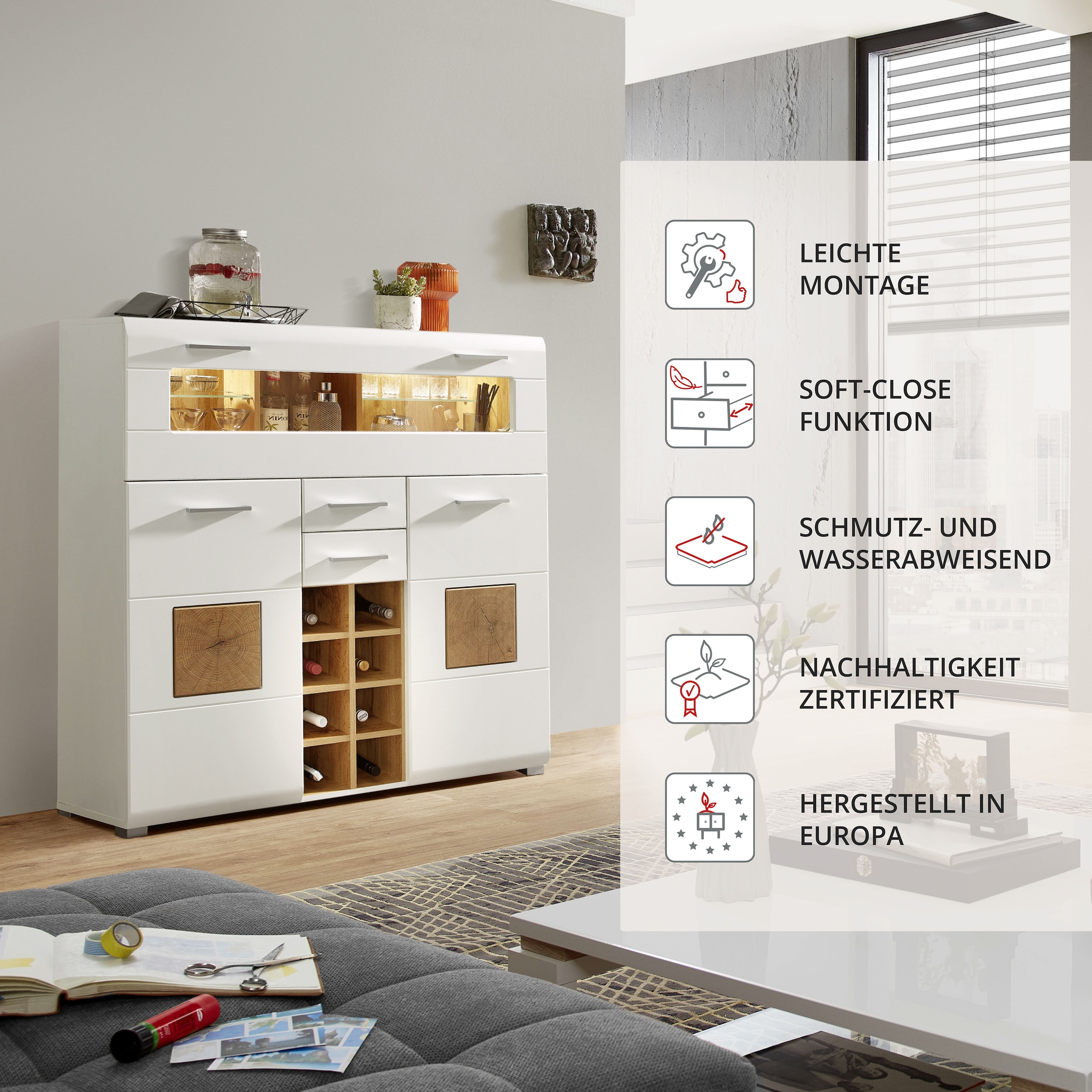 Innostyle Barschrank »FUN PLUS, TOPSELLER!«, (Barschrank), Maße: 120 x 129 x 37 cm (B/H/T), mit LED-Beleuchtung