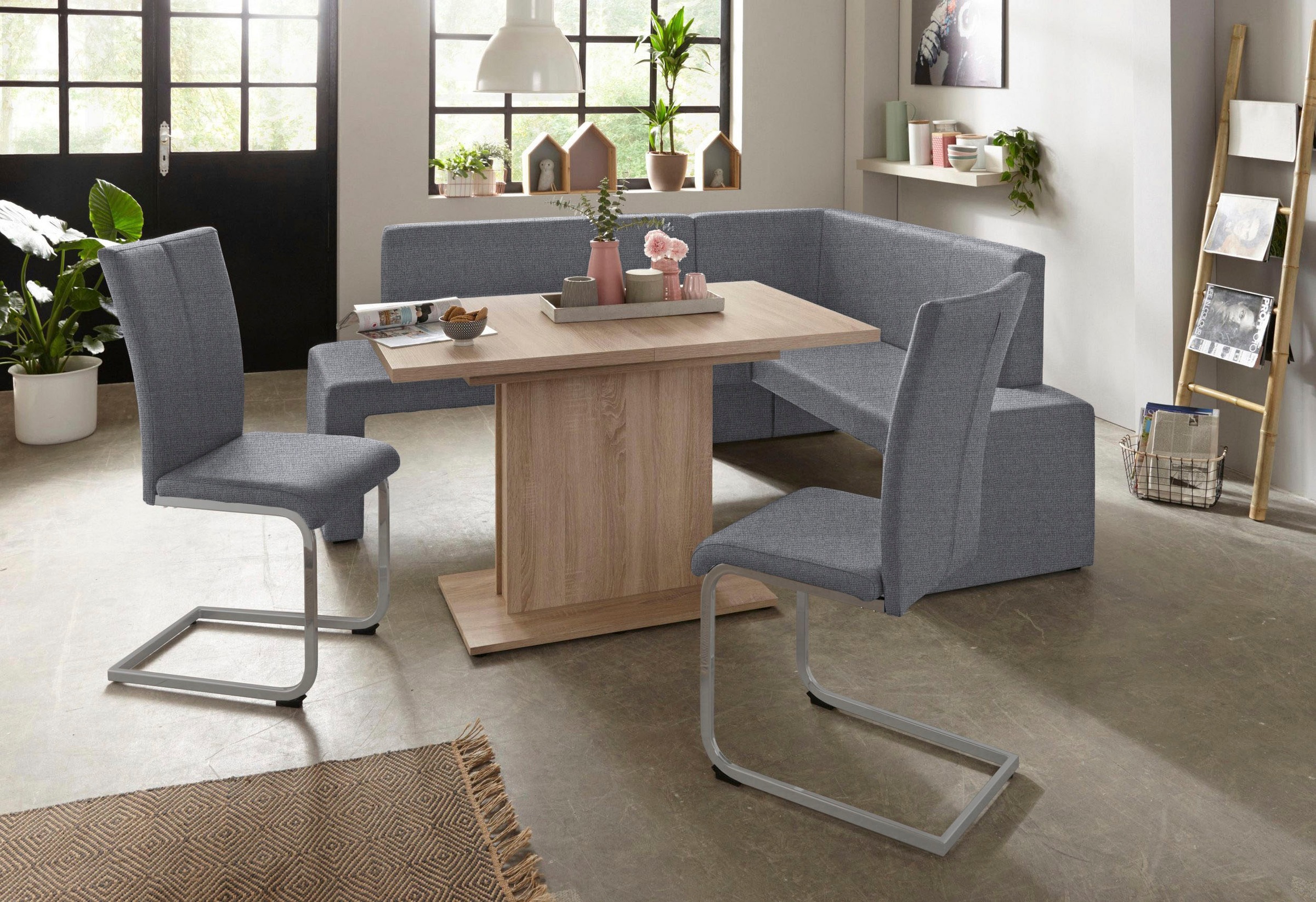 Home affaire Freischwinger »Alex«, (Set), 2 St., Struktur 2, Stuhl belastbar bis 120 Kg, Gestell im Chrom-Look