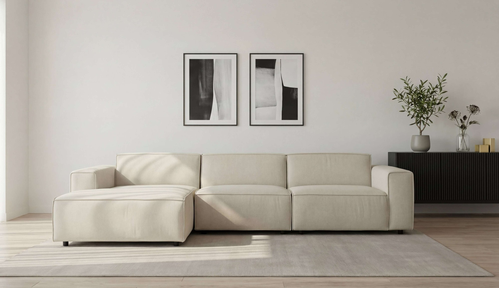 OTTO home Ecksofa »Jorrena, extra weicher Chenille-Stoff« L-Form, 3 Komfortstufen, Breite 316 cm, mit Wellenunterfederung