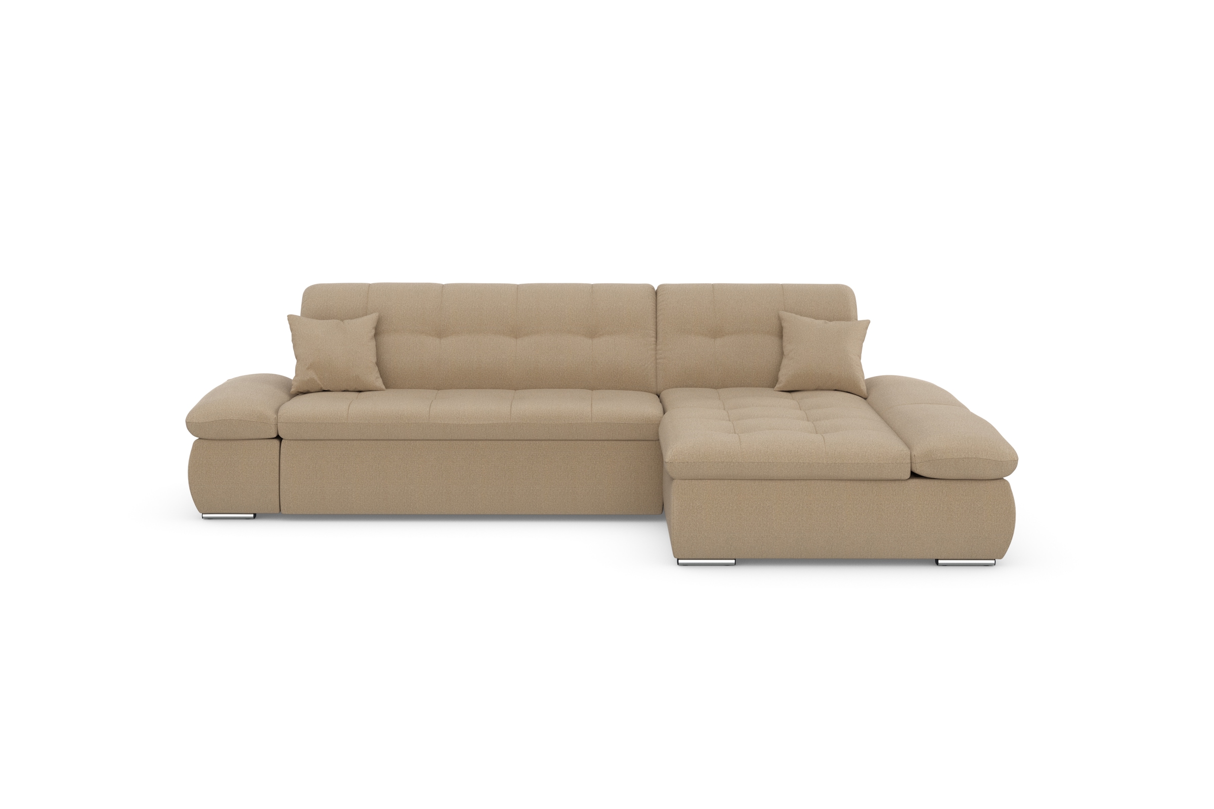 DOMO collection Ecksofa »Moric, L-Form, XXL-Sofa - Breite 300cm«, wahlweise mit Bettfunktion und Armteilverstellung, cappucino