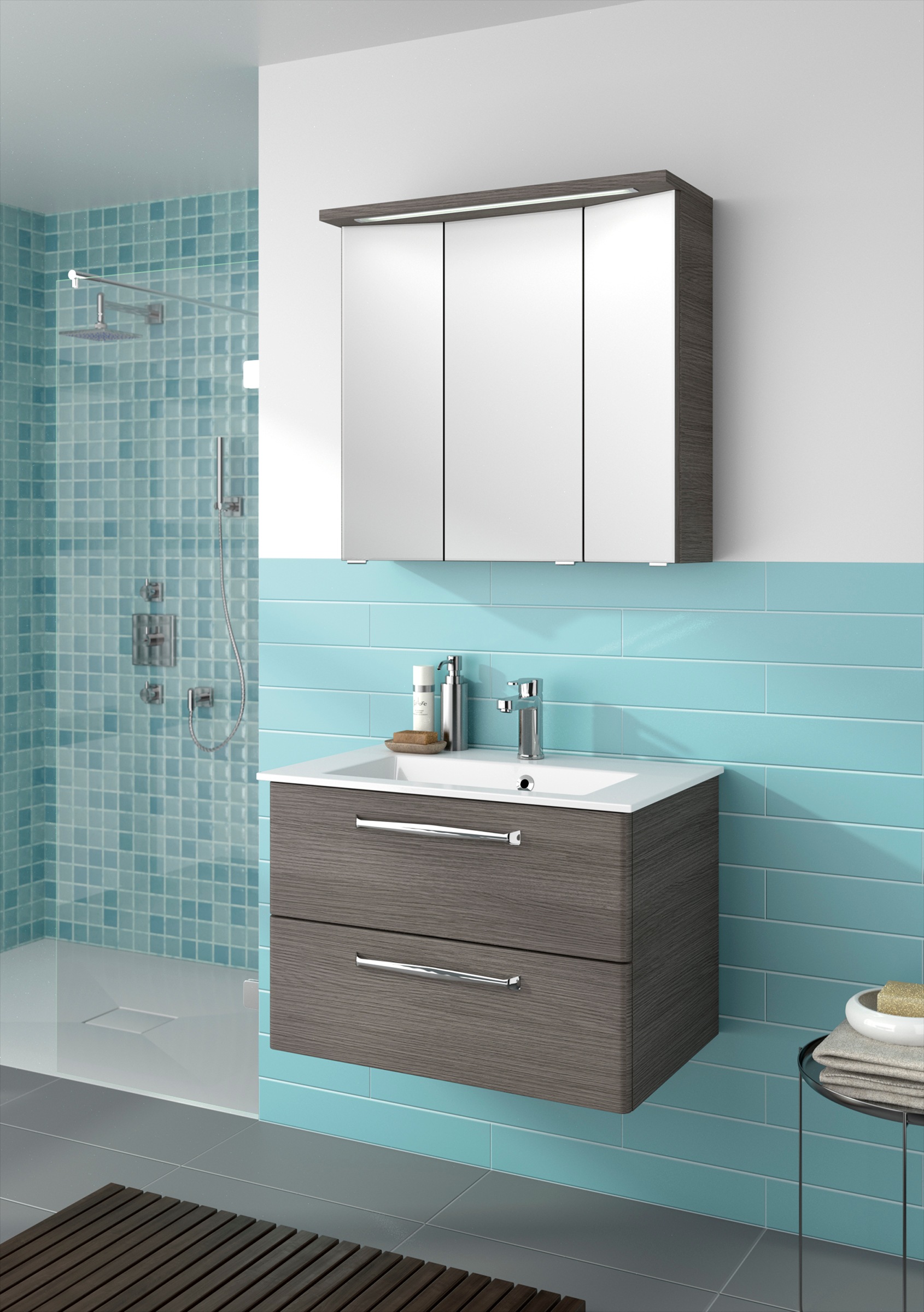 Saphir Badmöbel-Set »Trentino 2-teilig Mineralmarmor-Waschtisch mit LED-Spi günstig online kaufen