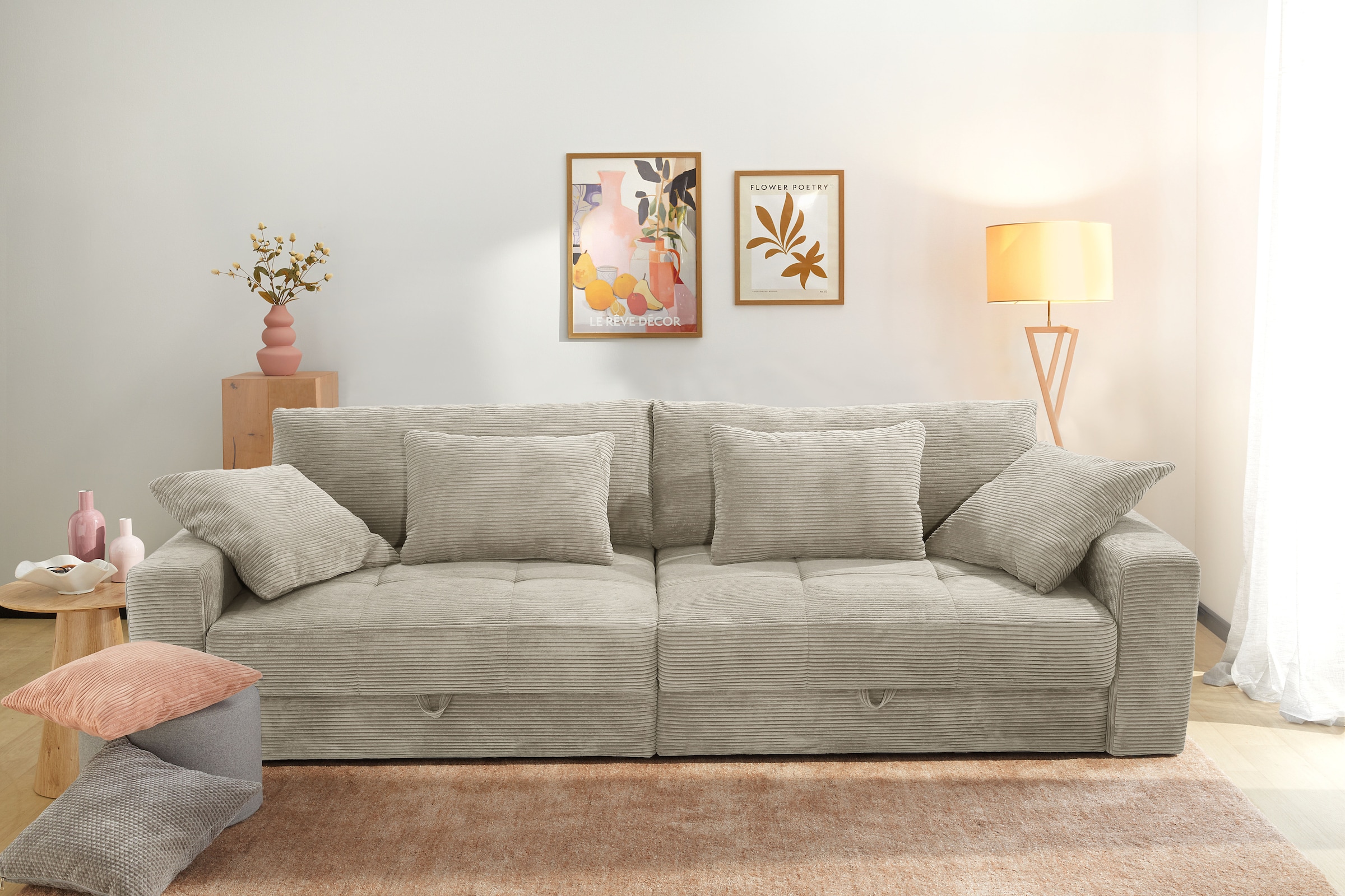 Jockenhöfer Gruppe Big-Sofa »Space XL, B: 284 cm« Mega-Sofa mit Bettkasten & 4 Zierkissen