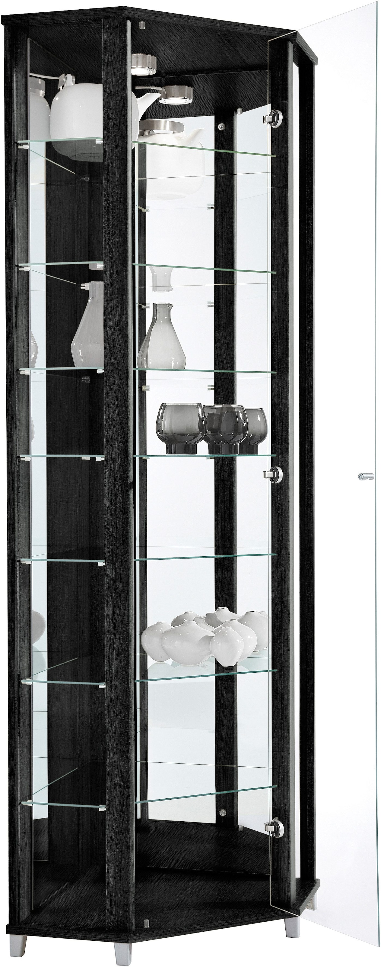 fif möbel Eckvitrine »TRIO Höhe ca. 172 cm, ink. Beleuchtung«, Eckvitrine/Glasvitrine 1x Glastür, perfekt für Sammler, Sammlervitrine