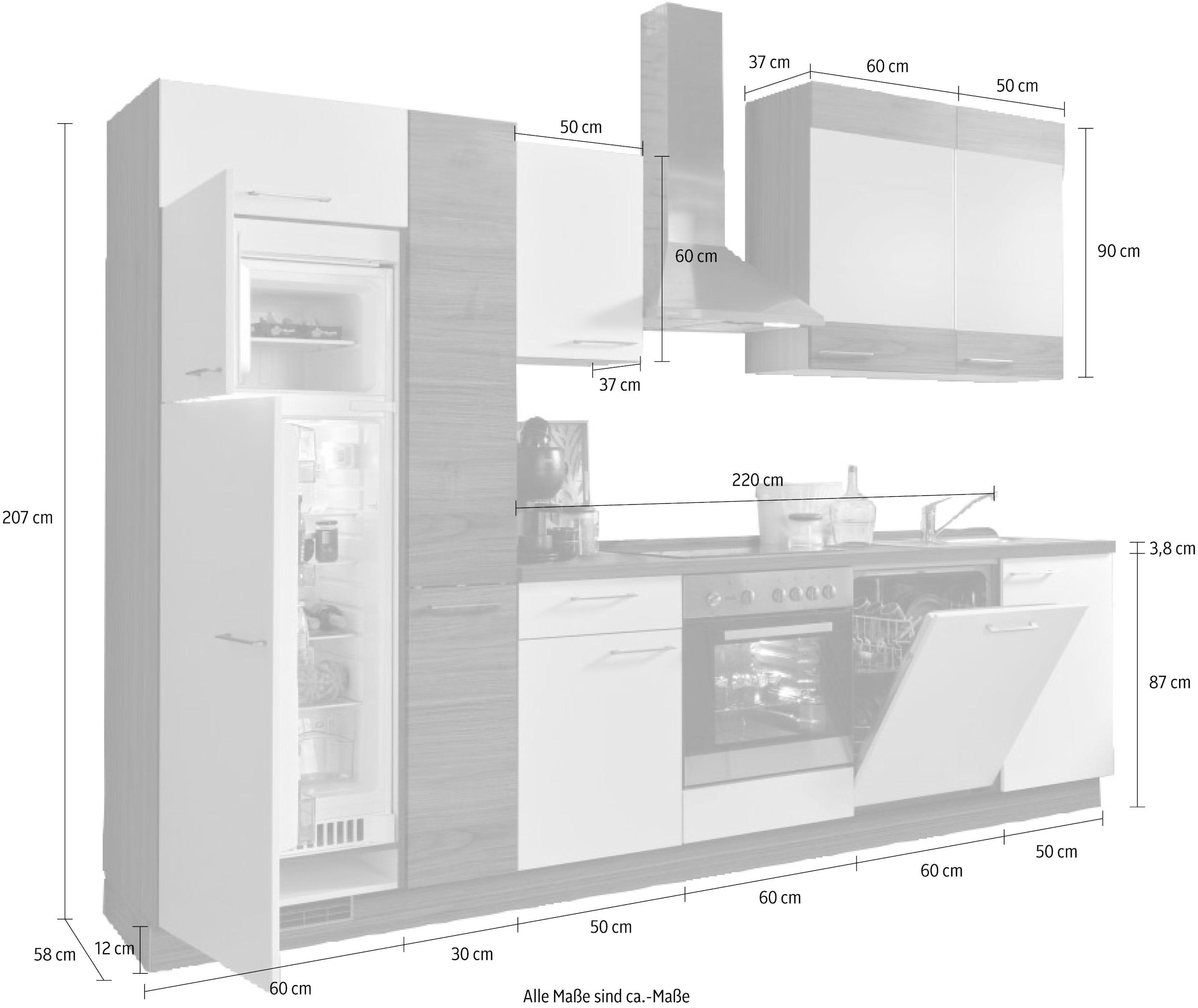 KOCHSTATION Küchenzeile »Trea«, vormontiert, mit Vollauszug und Soft-Close-Funktion, Breite 310 cm