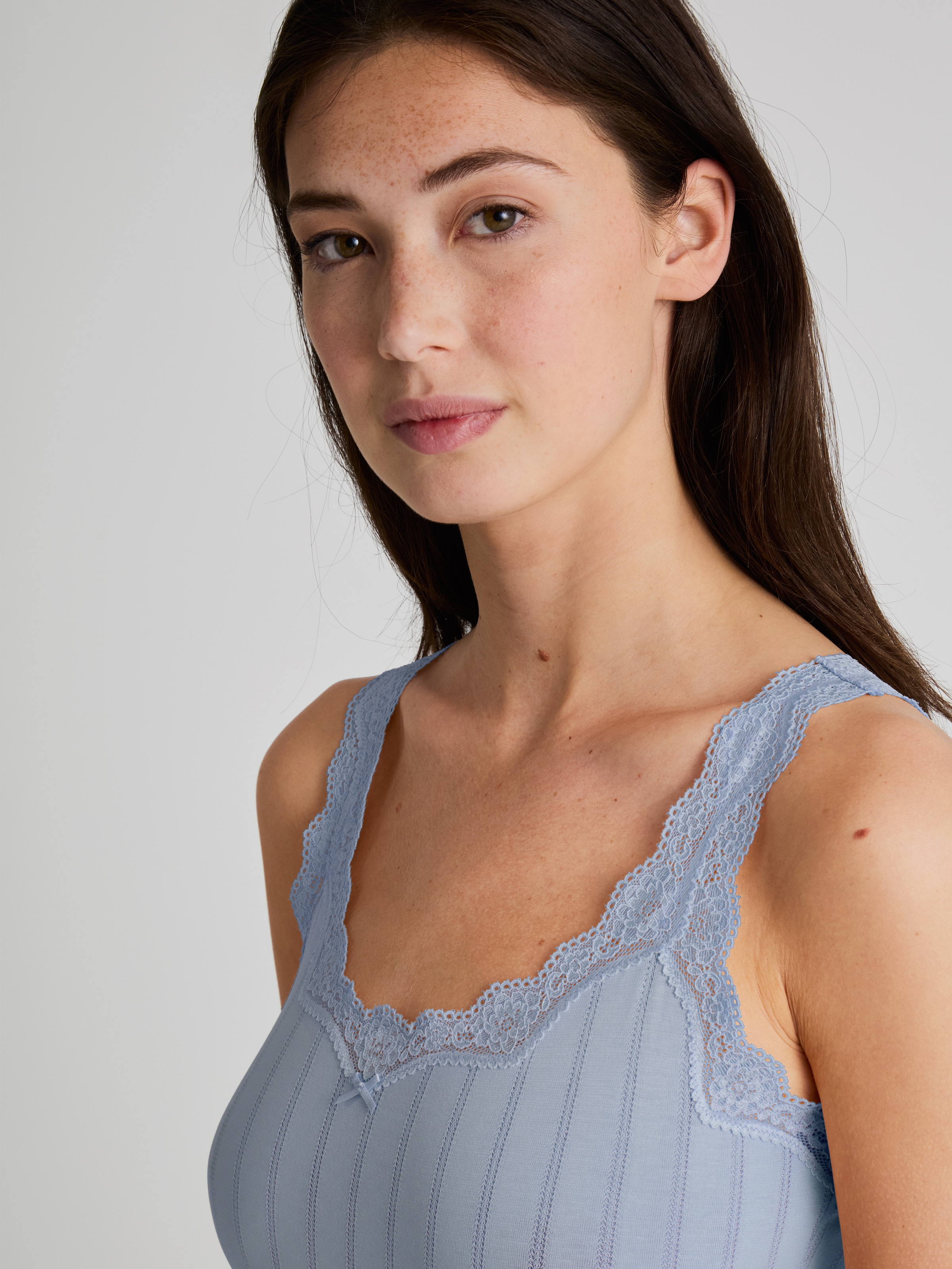 CALIDA Trägertop »Etude Toujours« zarte Spitze, Nadelstreifen-Design, Cotton-Mix, elastisch