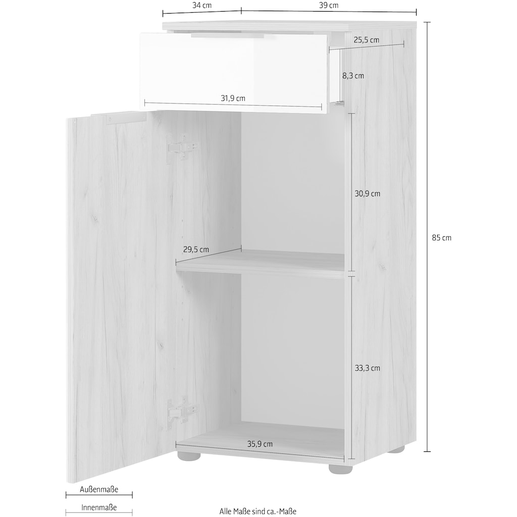 GERMANIA Unterschrank »Avino«, Breite 39 cm, Glasfronten, Soft-Close-Funktion