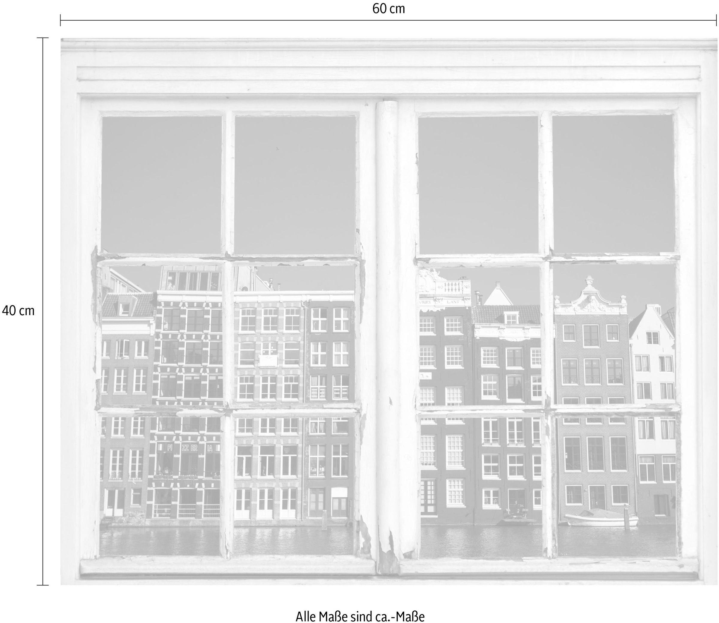 queence Wandsticker »Amsterdam«, Wandsticker, Wandbild, selbstklebend, 3D, Fenster, Amsterdam