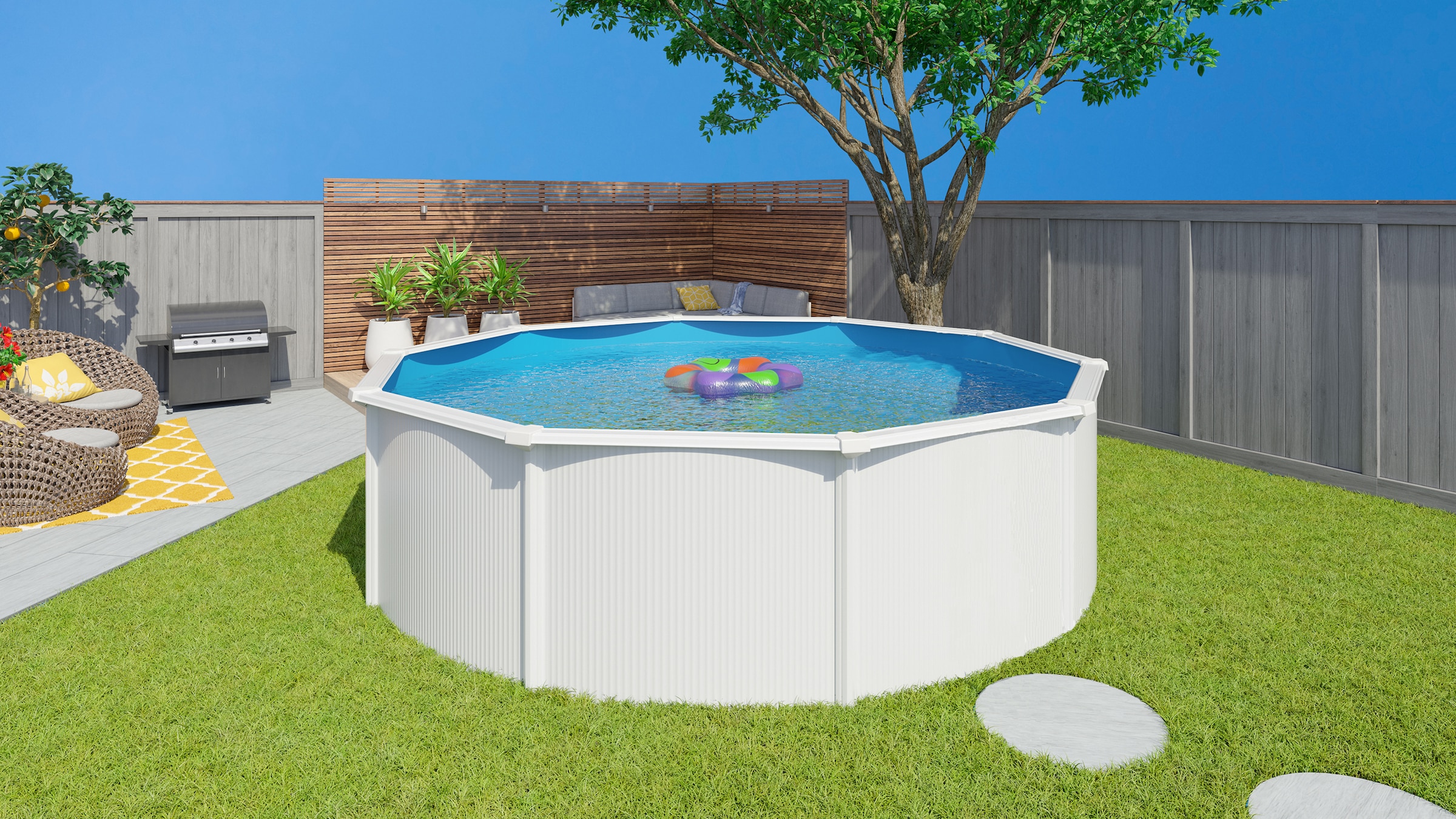 KWAD Rundpool »Green line Evolution«, (Komplett-Set, 10 tlg.), 4,6x1,32 weiß Folie in blau, sand oder grau erhältlich