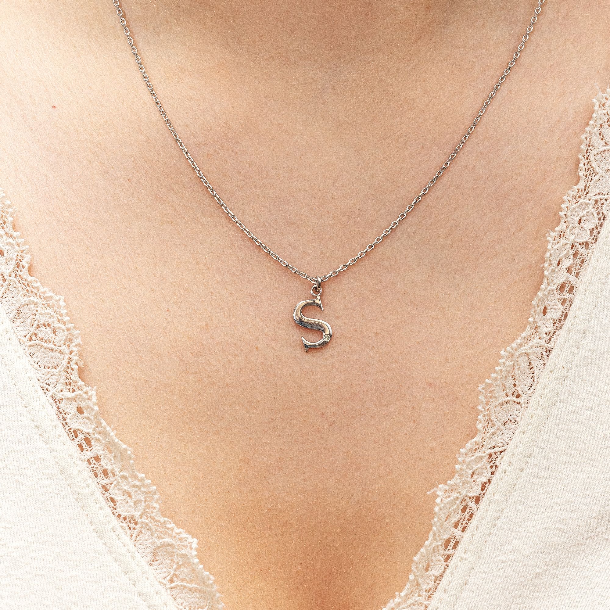 Diamonds by Ellen K. Kette mit Anhänger »Silber 925 mit 1x Diamant 0,008ct. Buchstabe S«