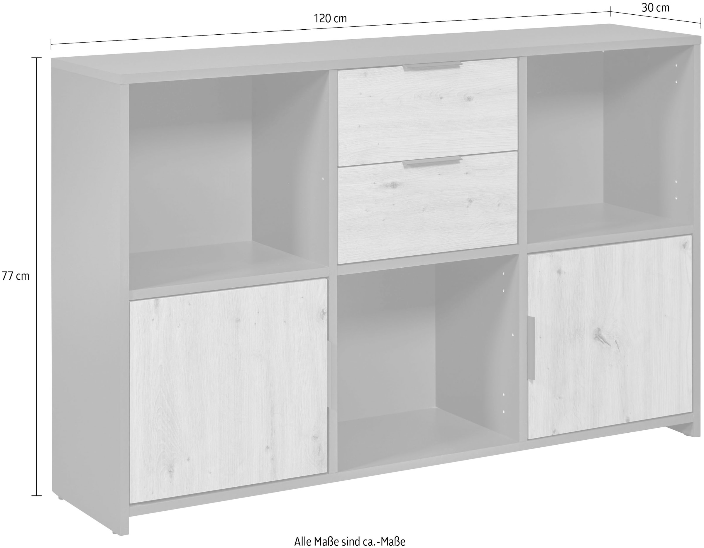 Inter Link Sideboard »Sideboard Pepeto« 1 Stk. tlg. Modular, individuelle Gestaltung, BxTxH: ca. 120 x 30 x 77 cm