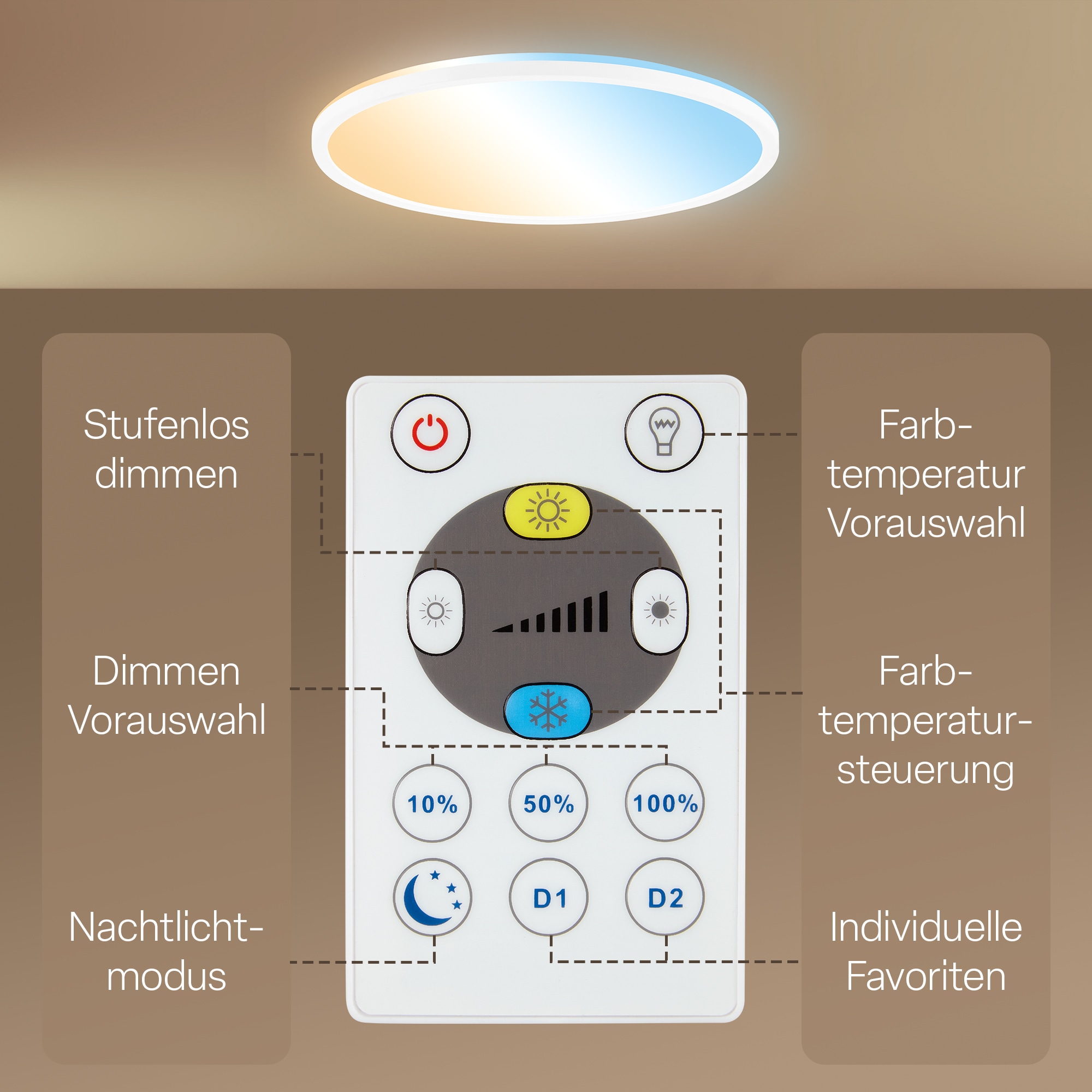 B.K.Licht LED Panel »SHALLOW« LED-Board 1 Stk. warmweiß - kaltweiß 42x3 cm, Badlampe, Badezimmer, Küche, Wohnzimmer