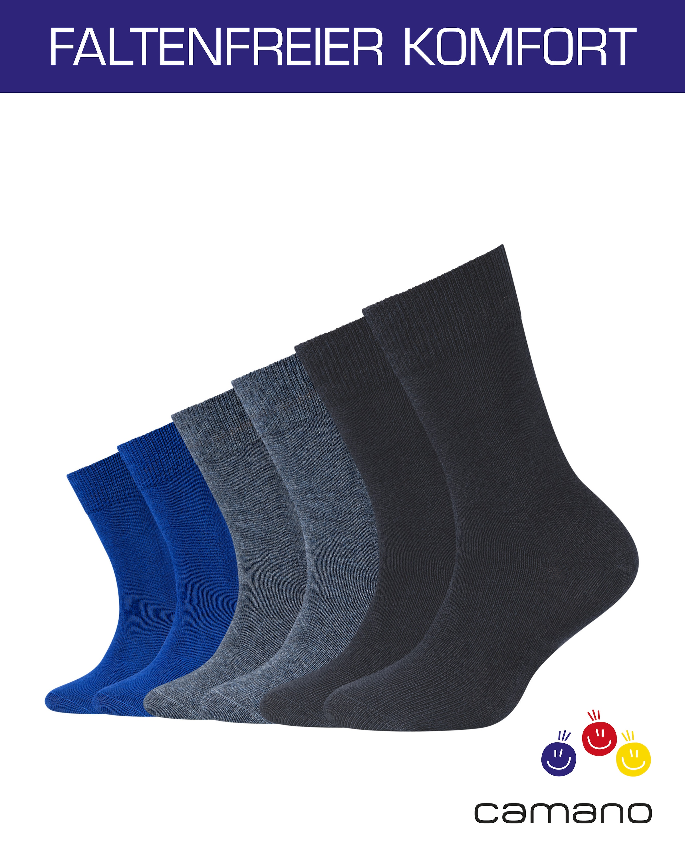 Camano Socken »ca-soft« 6 Paar,  mit Komfortbund und gepolsterten Zehen-/Fersenbereich