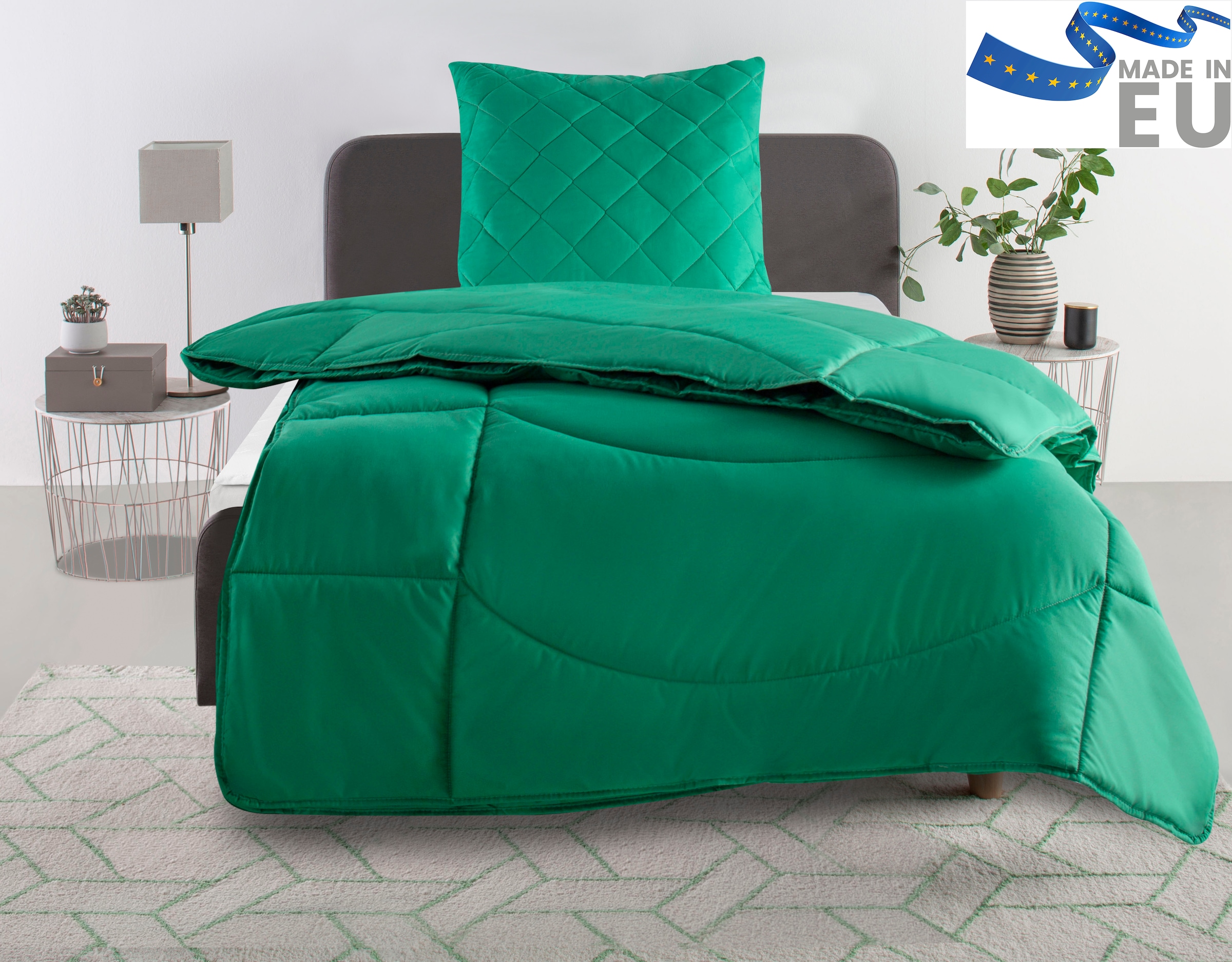 my home Steppbett + Kopfkissen »Microlux, Bettdecke 135x200 cm, 155x220 cm« günstig online kaufen