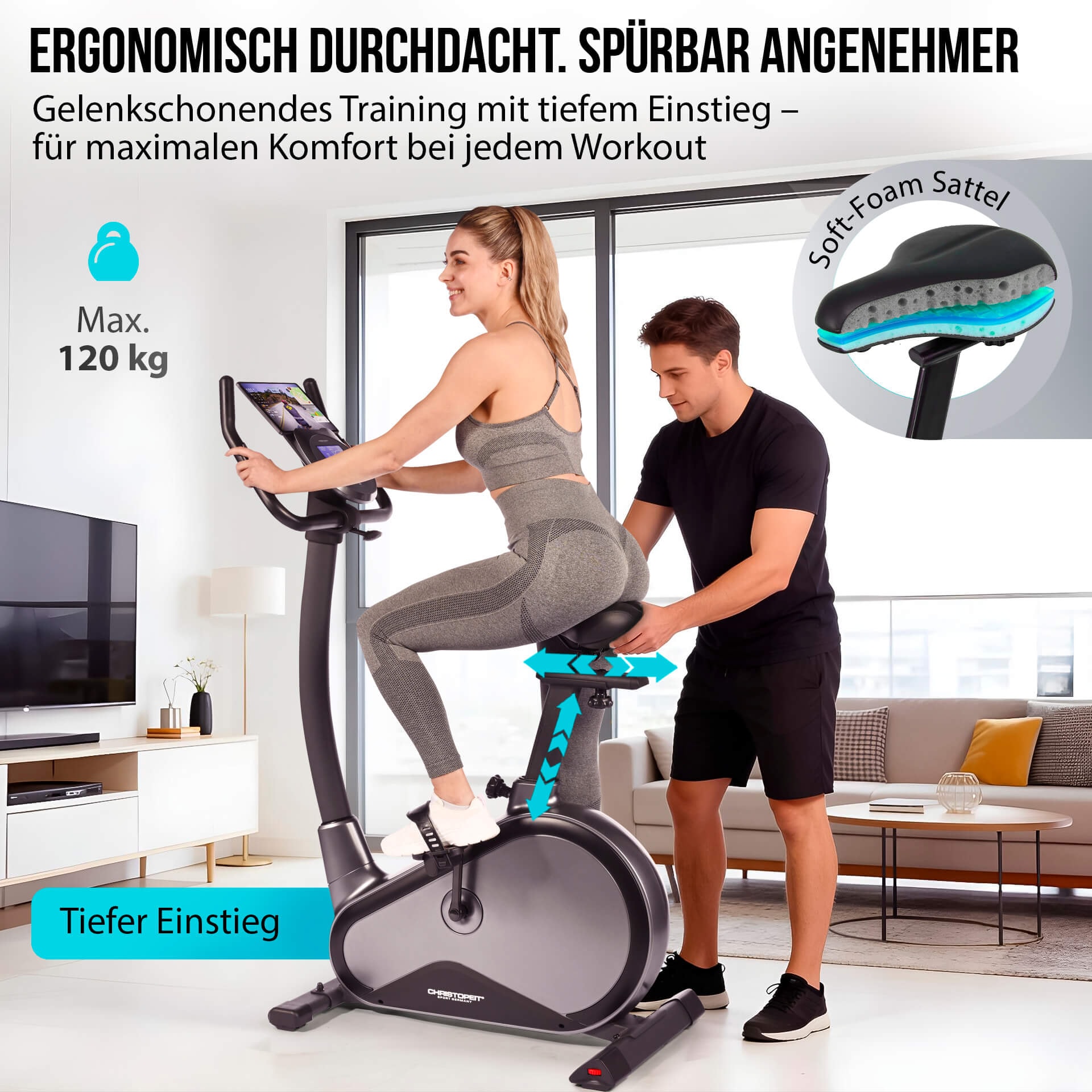 Christopeit Sport® Ergometer »EM 8000« 150 kg max. Benutzergewicht, Fahrrad, 32 Widerstandsstufen