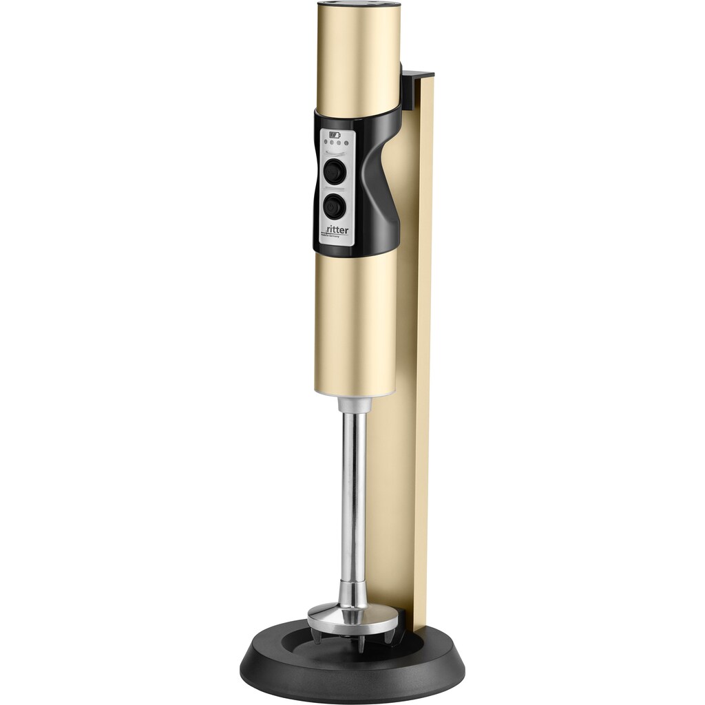 ritter Akku-Stabmixer »stilo 7 Plus Trendfarbe Helles Gold«, 120 W, mit 4 Aufsätzen aus Edelstahl sowie 2 Mixbechern