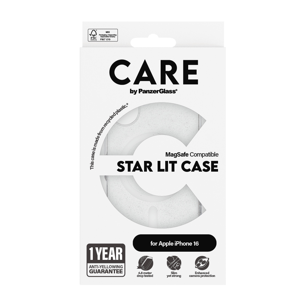 CARE by PanzerGlass Handyhülle »Star Lit Case für Apple iPhone 16«, Backcover, Schutzhülle, Handyschutzhülle, Case, Schutzcase, stoßfest