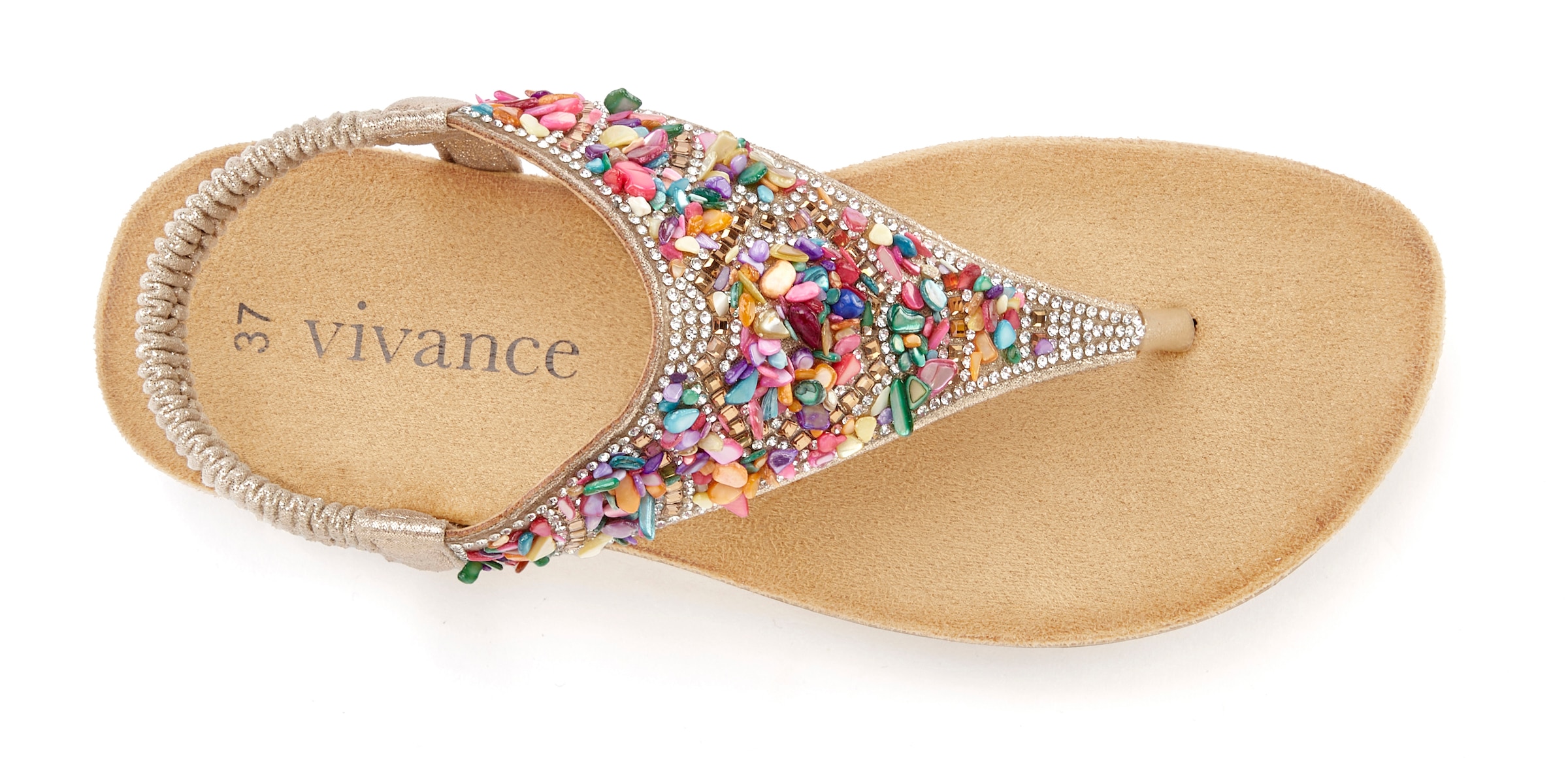 Vivance Sandale »Sommerschuh«  Zehentrenner Sandale mit Schmucksteinen VEGAN