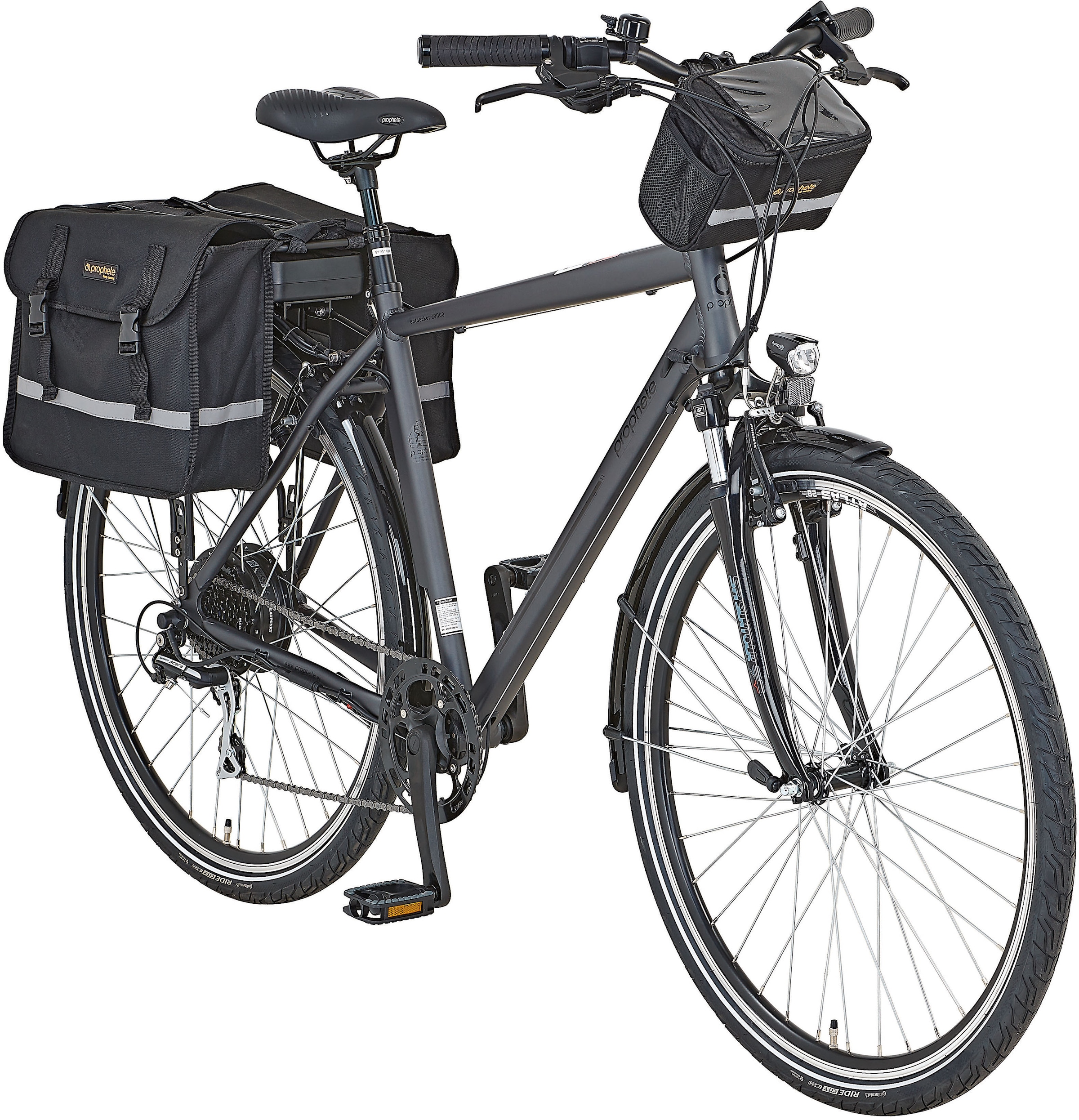 Prophete E-Bike »Entdecker e9000«, 8 Gang, Shimano, Acera, Heckmotor 250 W,  (mit Lenkertaschen-mit Seitentasche) im Online-Shop kaufen