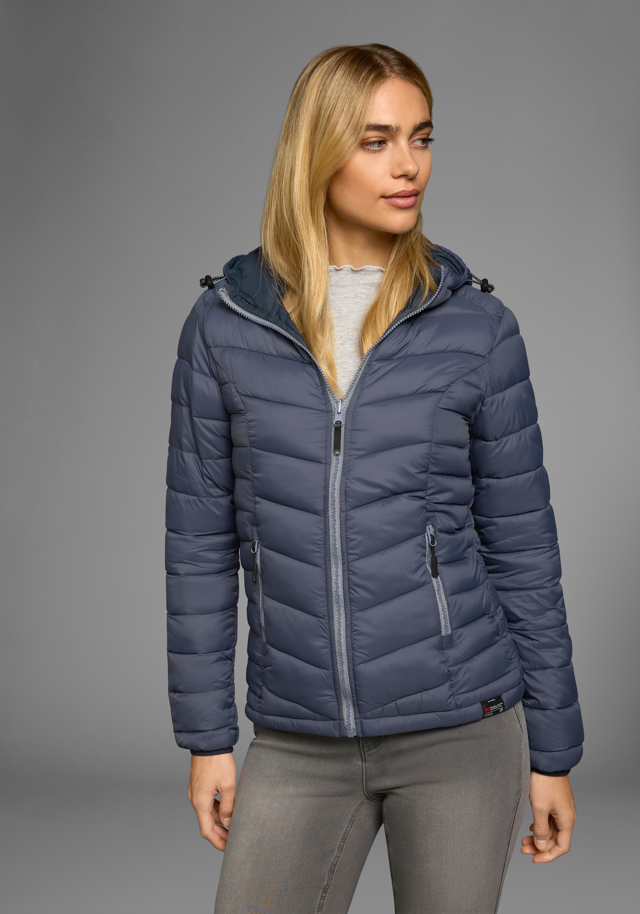Polarino Steppjacke mit Kapuze Übergangsjacke für kühle Tage,  aus leichtem Webmaterial