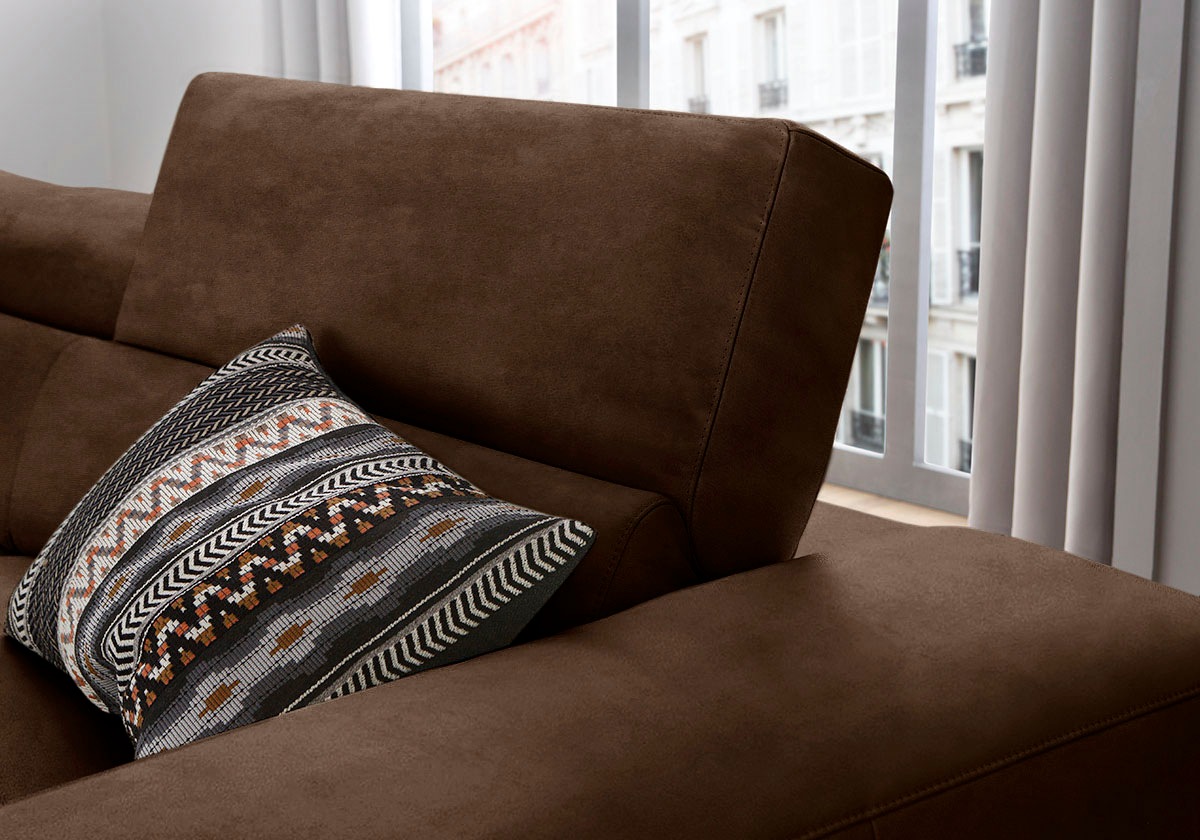 W.SCHILLIG Ecksofa »piedroo, Designsofa mit tollem Sitzkomfort, elegant und bequem, L-Form«, Kopfteilverstellung, wahlweise mit Sitztiefenverstellung, Breite 343cm