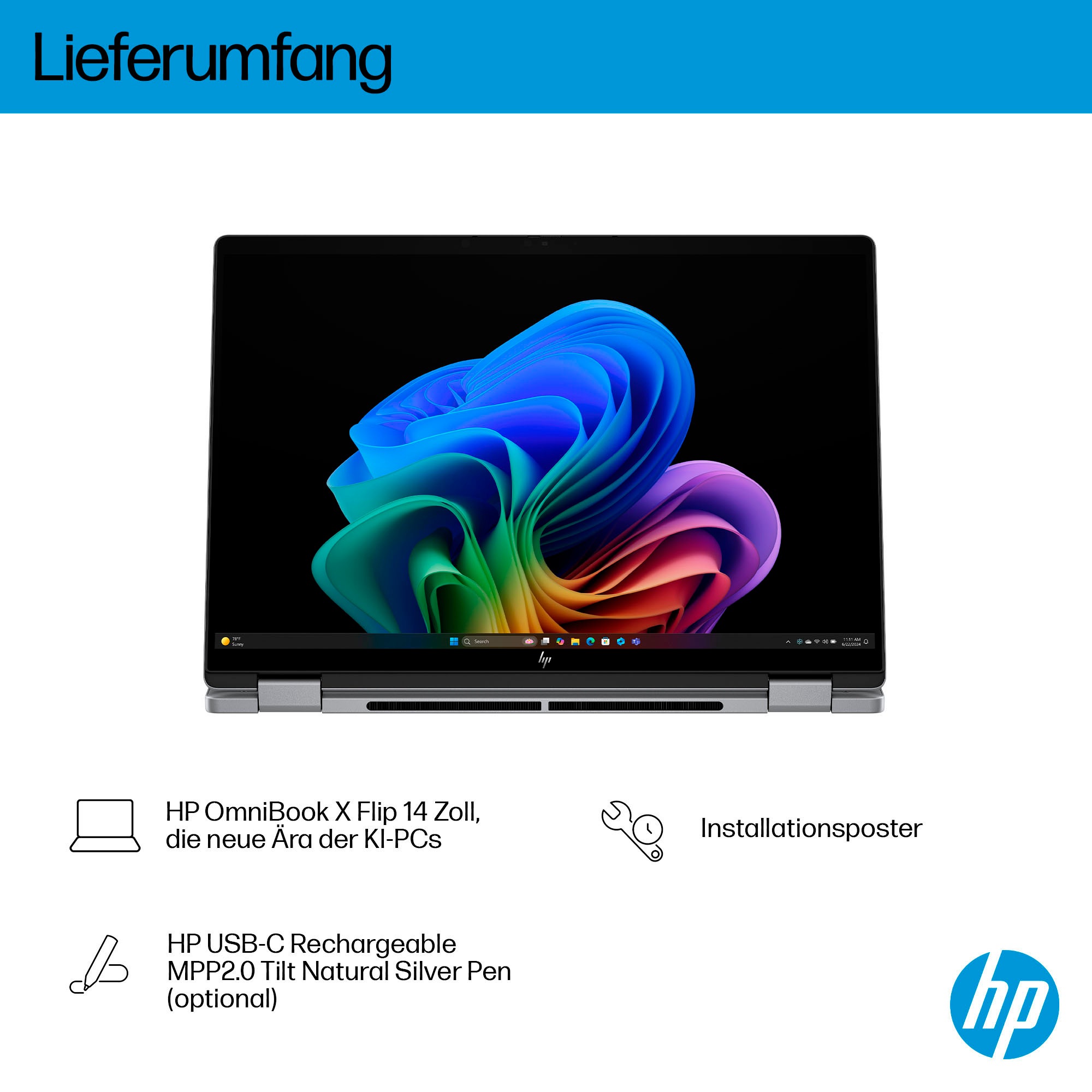 HP Notebook »OmniBook X Flip 14-fk0076ng«, 35,6 cm, / 14 Zoll, AMD, Ryzen™ AI 7, Radeon 860M, 1000 GB SSD