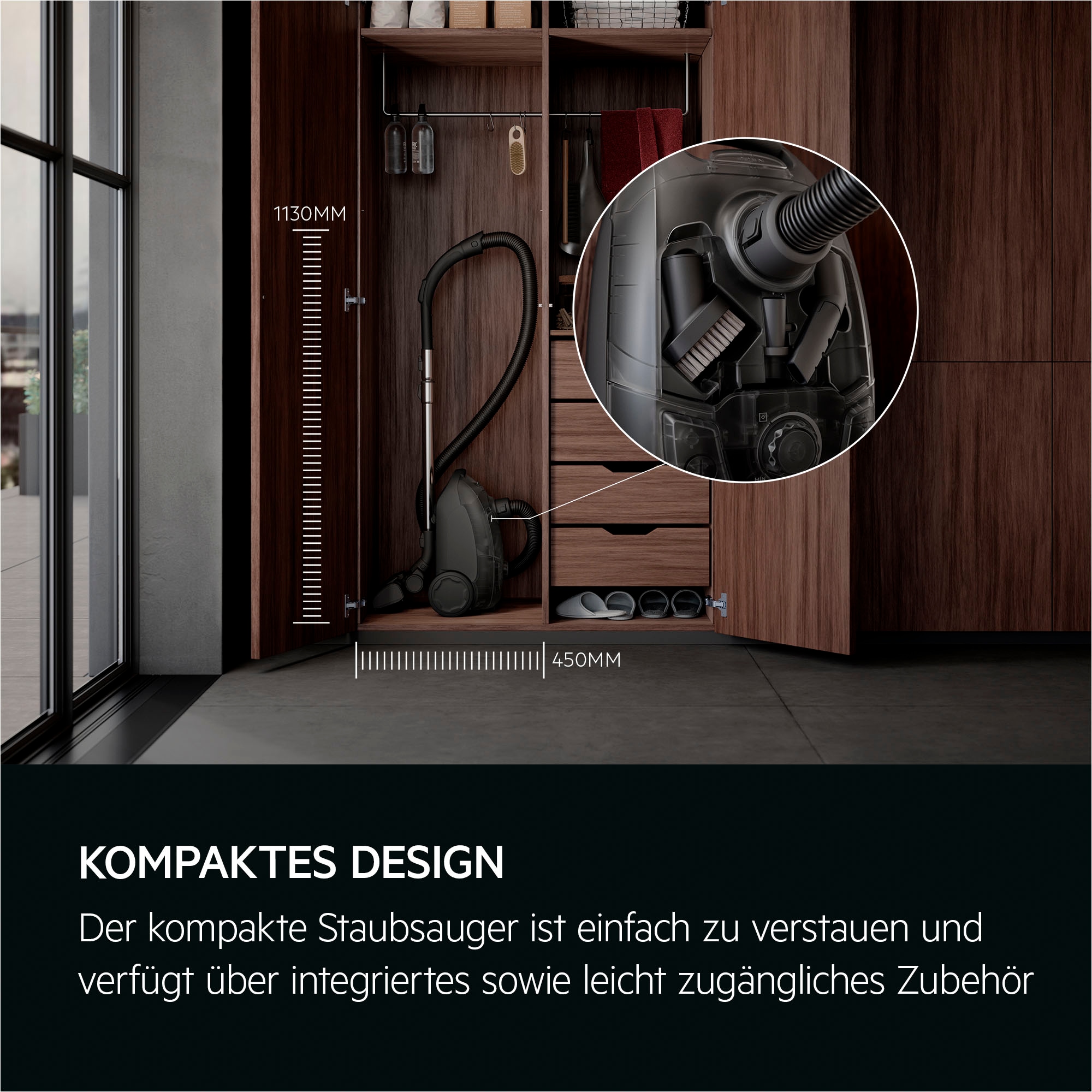 AEG Bodenstaubsauger »CLEAN 5000, hohe Saugleistung, AllFloor-Bodendüse«, 750 W, mit Beutel, AB51C1DB, aus 37 % Recyclingkunststoff, kompakte Größe