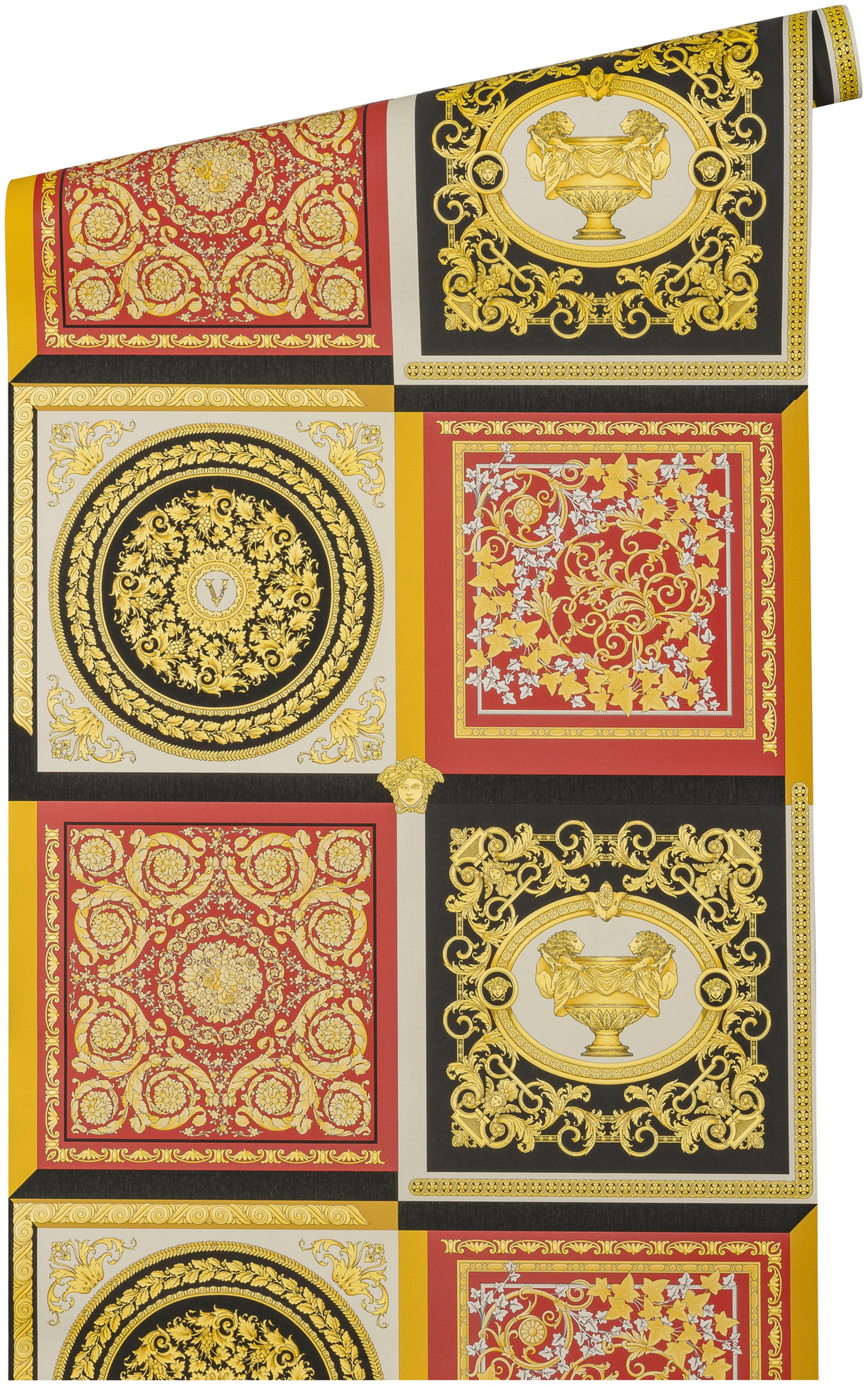 Versace Vliestapete »Wallpaper Versace 5 Design Patchwork«, leicht glänzend-gemustert-abstrakt, auffallende Fliesen-Tapete Tapeten Wohnzimmer Schlafzimmer Küche Optik