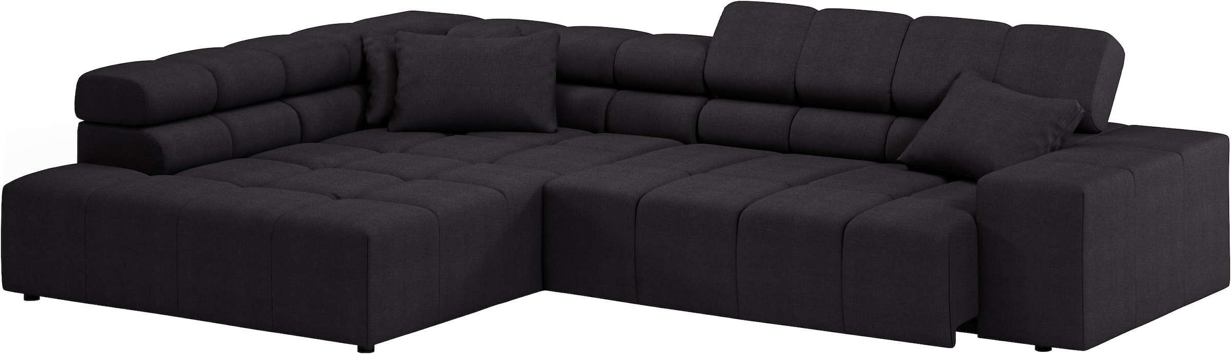 INOSIGN Ecksofa »Ancona incl. Kopfteilverstellung, Zierkissen Breite 319cm, L-Form«, wahlweise motorische Sitztiefenverstellung, auch in Cord + Easy Care