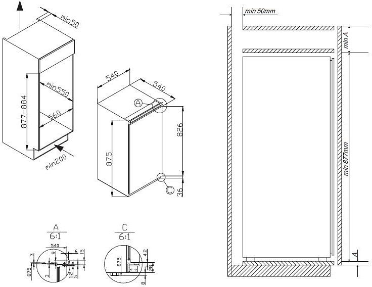 Amica Einbaugefrierschrank »EGS 16173«, 87,5 cm hoch, 54,0 cm breit