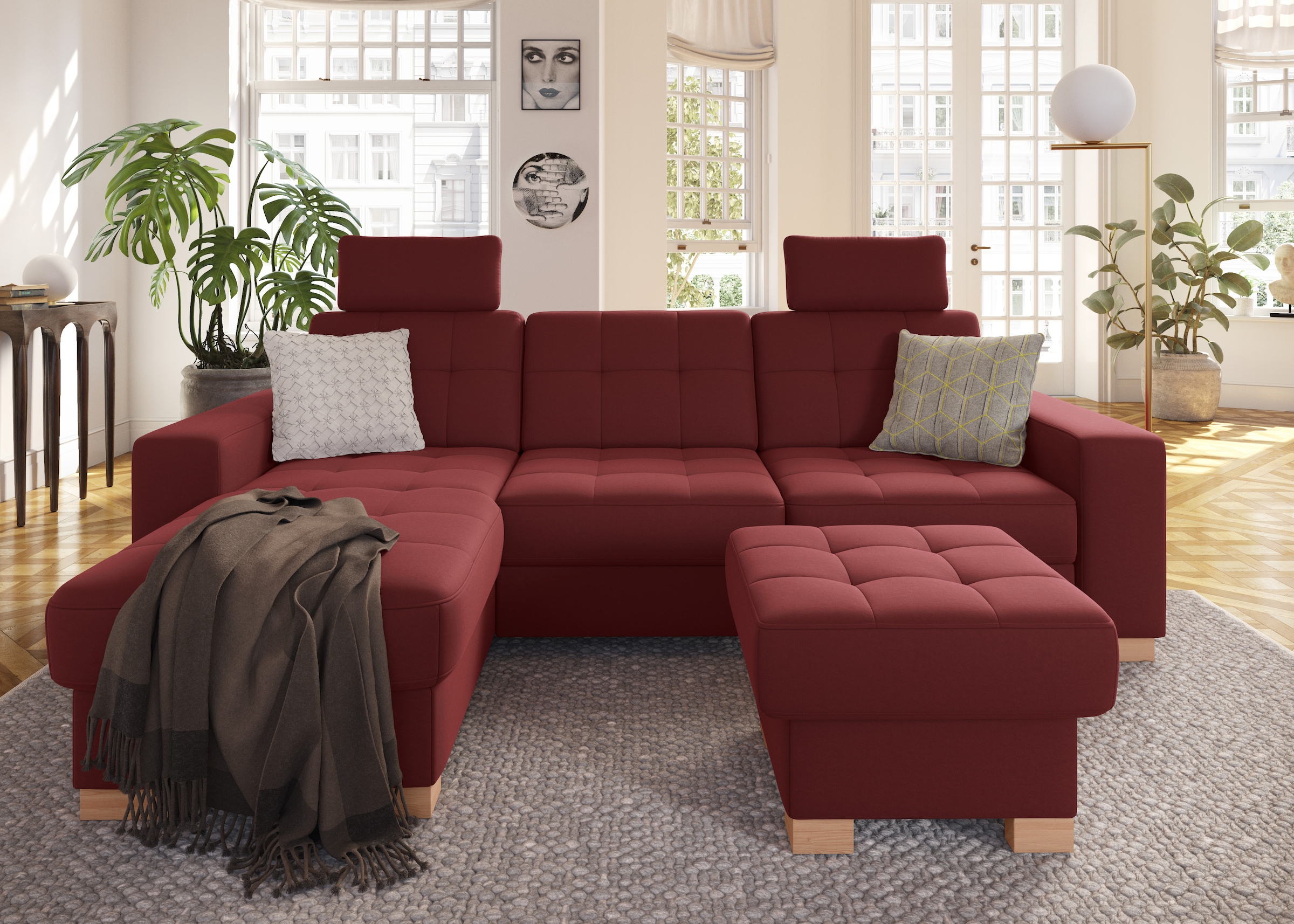 sit&more Ecksofa »Quincy L-Form«, wahlweise mit Bettfunktion und Bettkasten