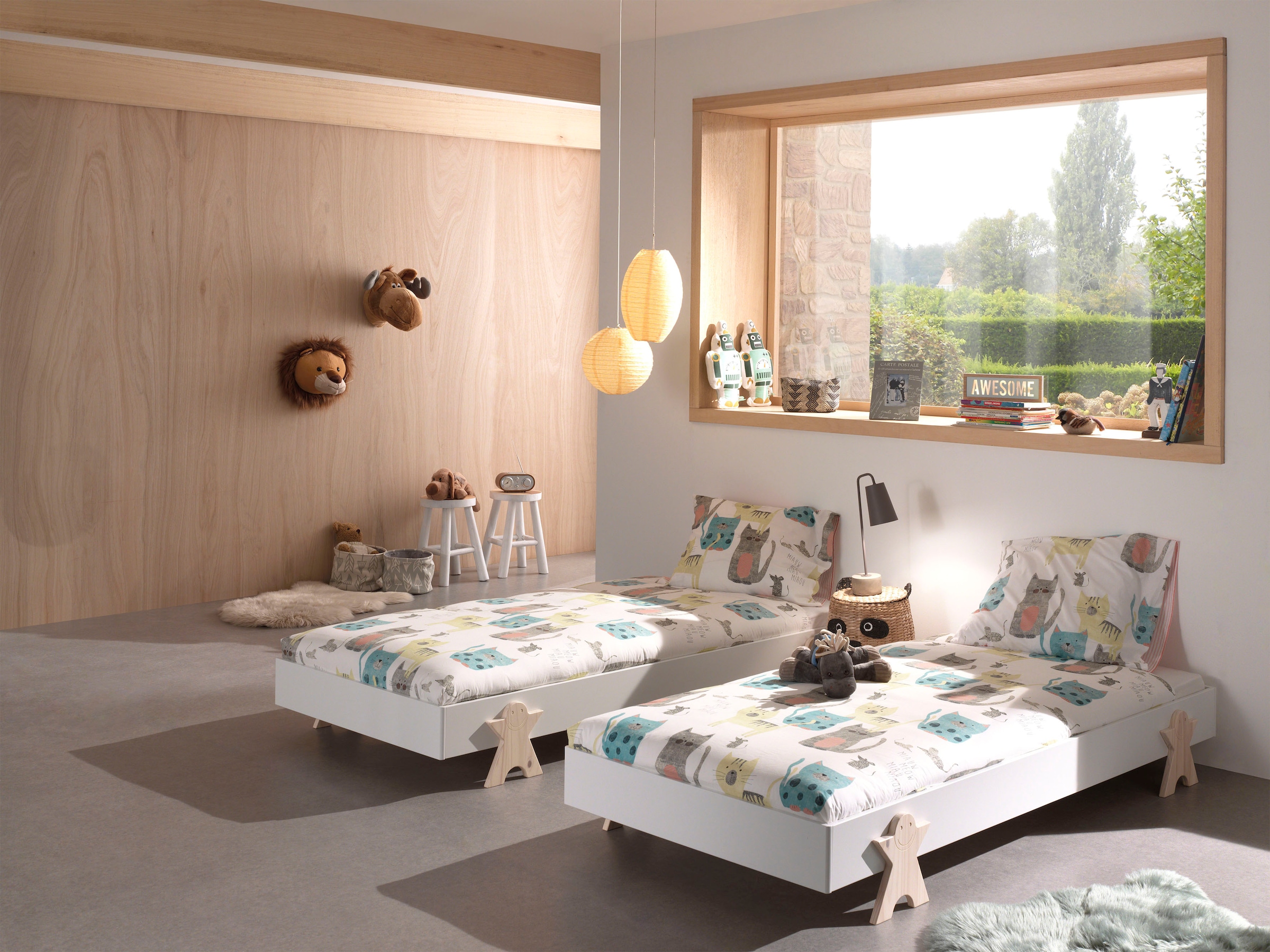 Vipack Kinderbett »Modulo«, (Made in Europe), Jugendbett, Einzelbett, Stapelbett mit Füßen in Smileoptik