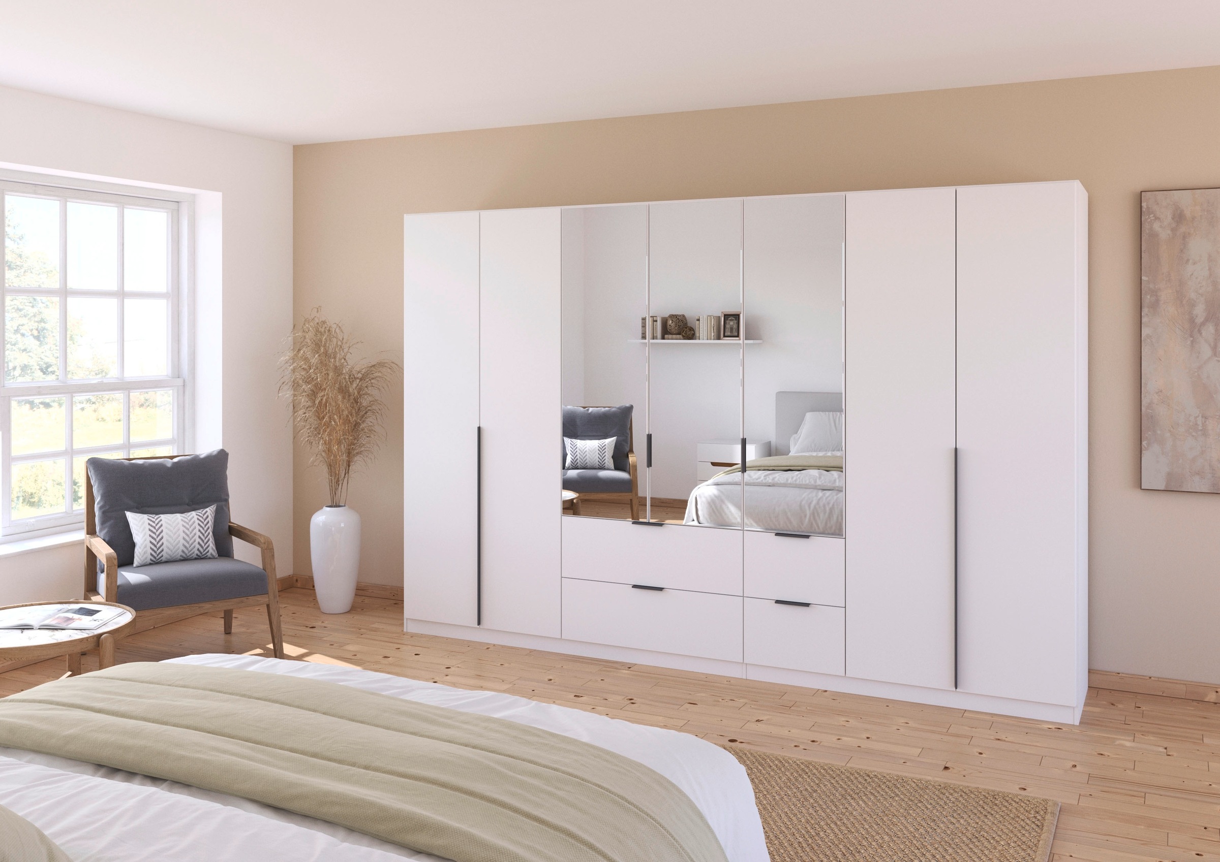 rauch Drehtürenschrank »Kleiderschrank Schrank Garderobe AGORDO mit Dekor- oder Hochglanzfront«, (in zwei Griff-Farben mit Dekor- oder Hochglanzfront), mit Außenschubkästen, in 6 Breiten und 2 Höhen MADE IN GERMANY
