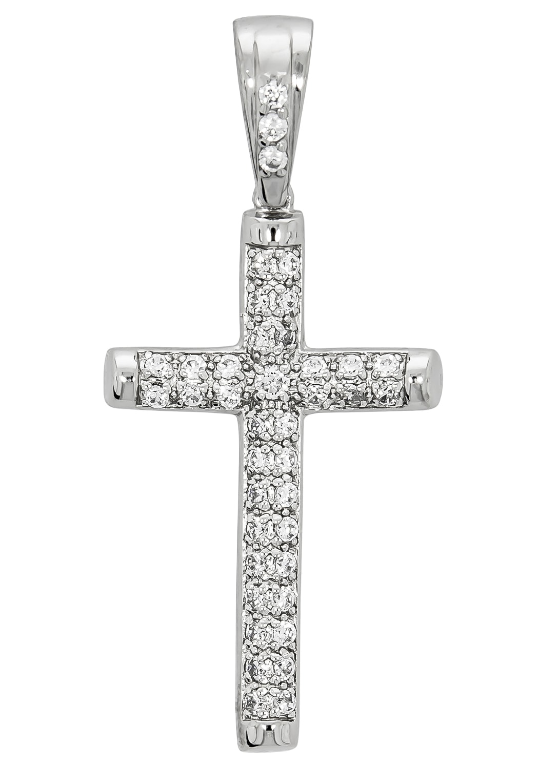 Firetti Kettenanhänger »glänzendes Kreuz, jetzt und rhodiniert«, mit bestellen Zirkonia massiv