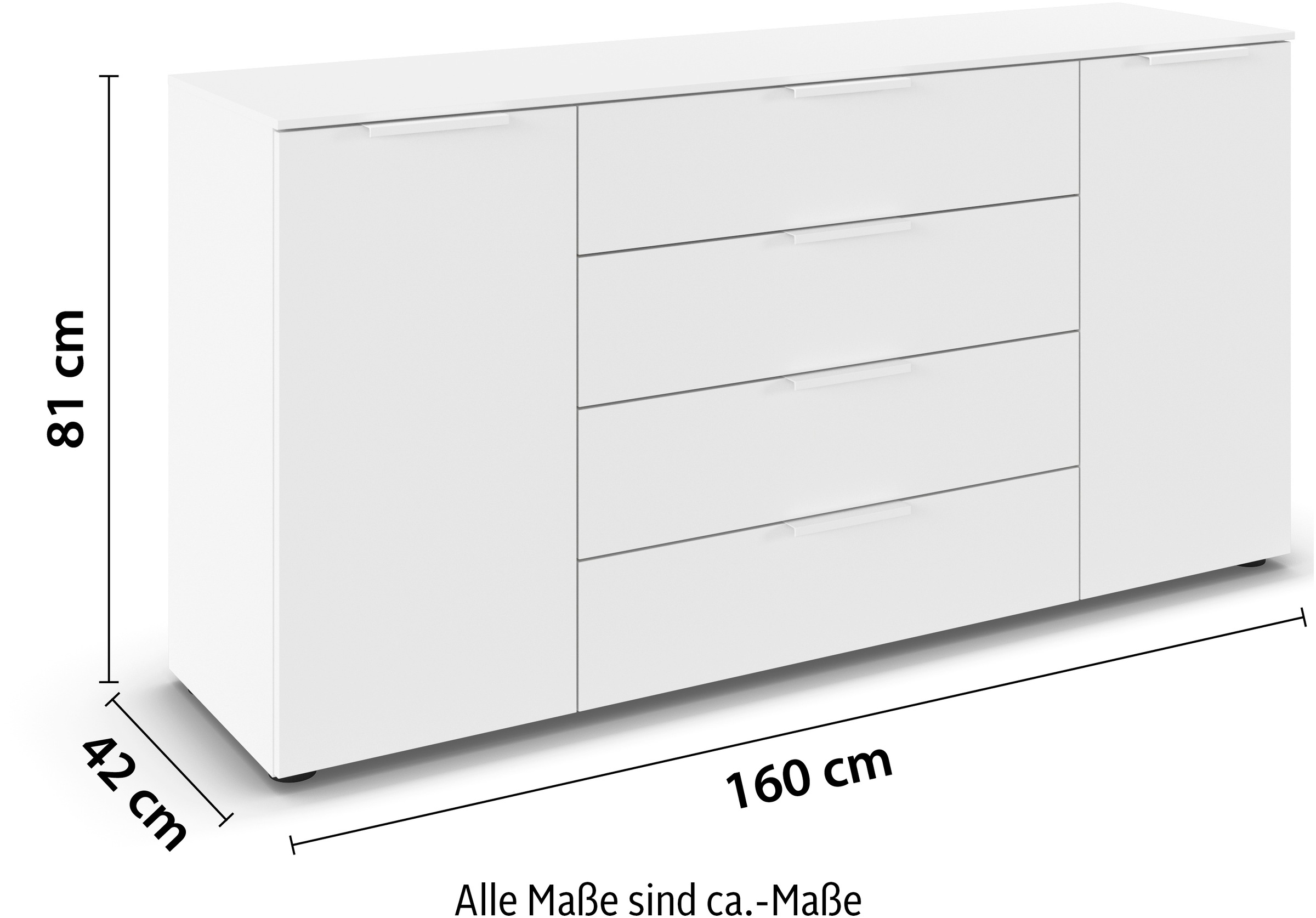 LeGer Home by Lena Gercke Kommode »Serina«, mit 4 Schubkästen und 2 Türen sowie Metallgriffen MADE IN GERMANY