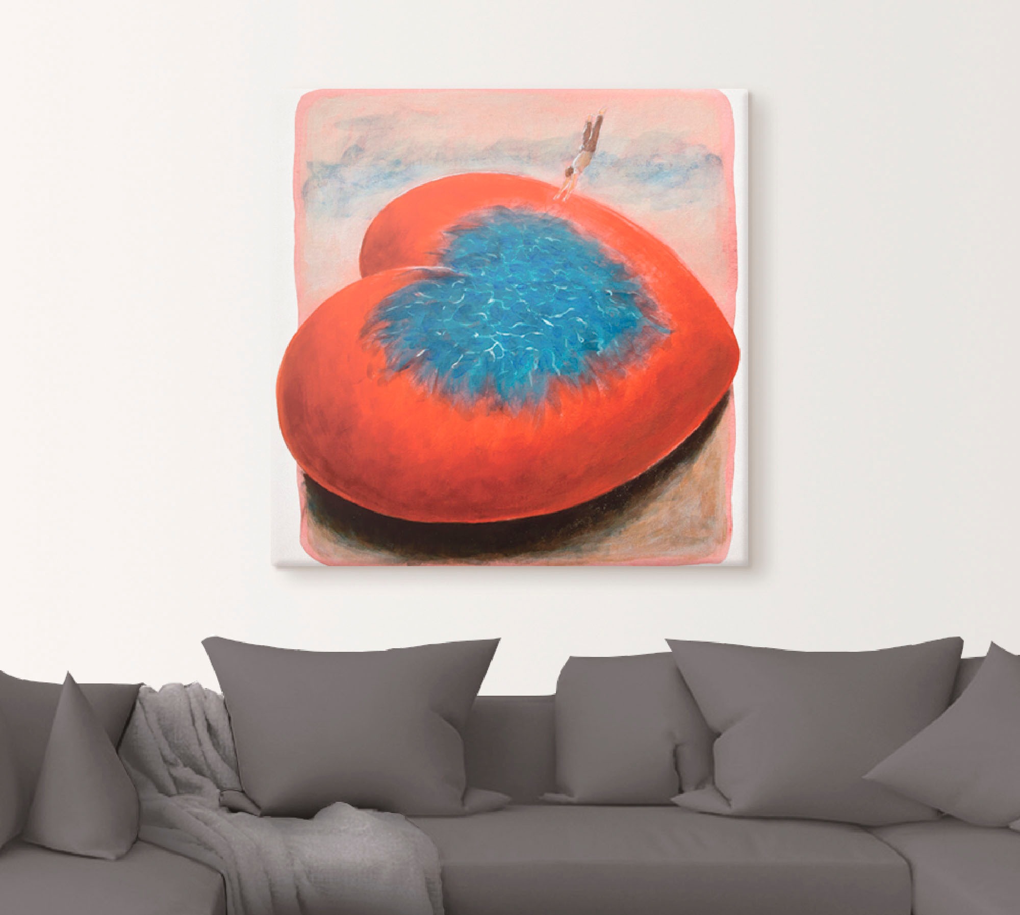 Artland Wandbild »Sprung ins kalte Wasser«, Herzen, (1 St.), als Leinwandbild, Wandaufkleber oder Poster in versch. Größen
