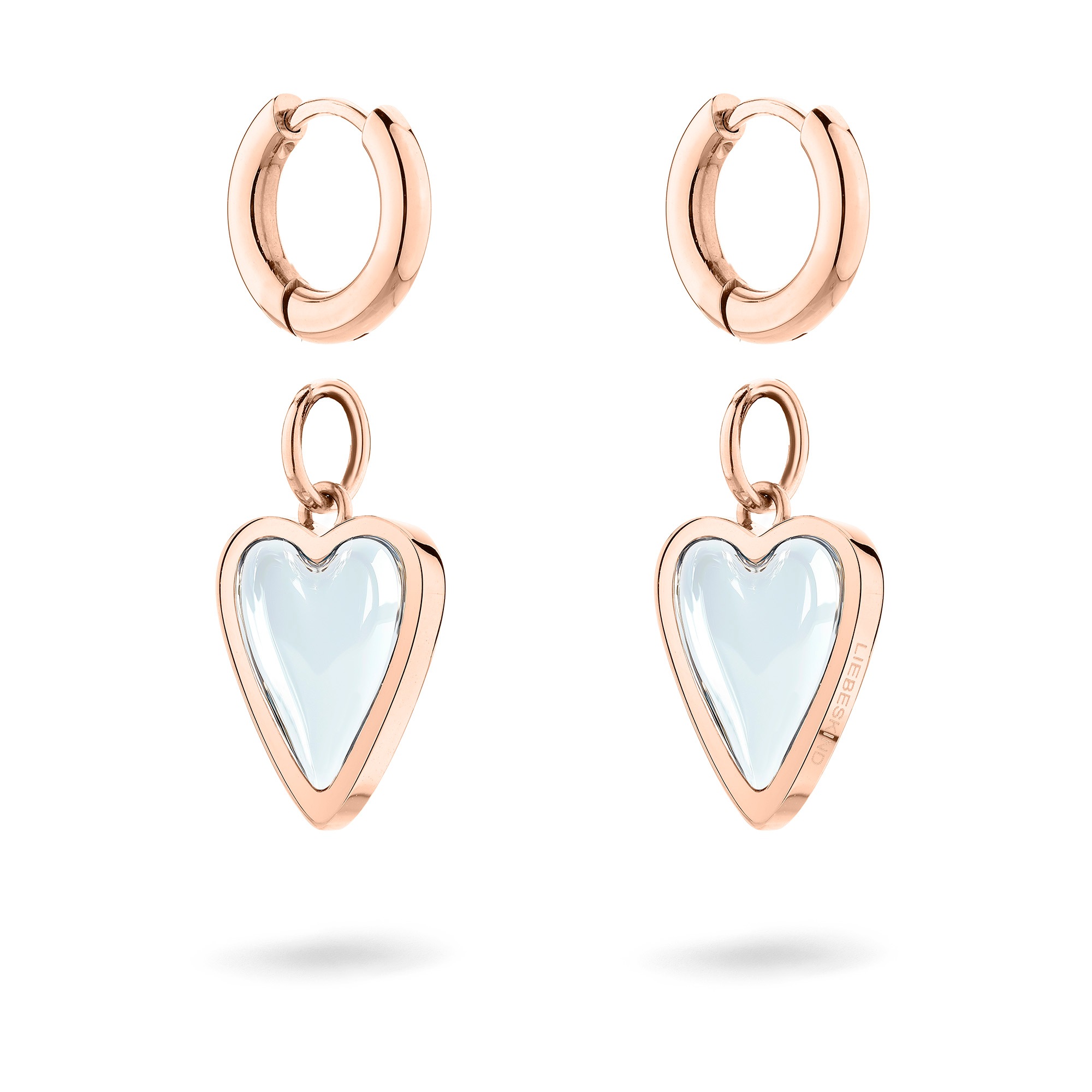 Liebeskind Berlin Paar Creolen »Schmuck Ohrringe mit abnehmbaren Herz-Einhängern Glass Heart«