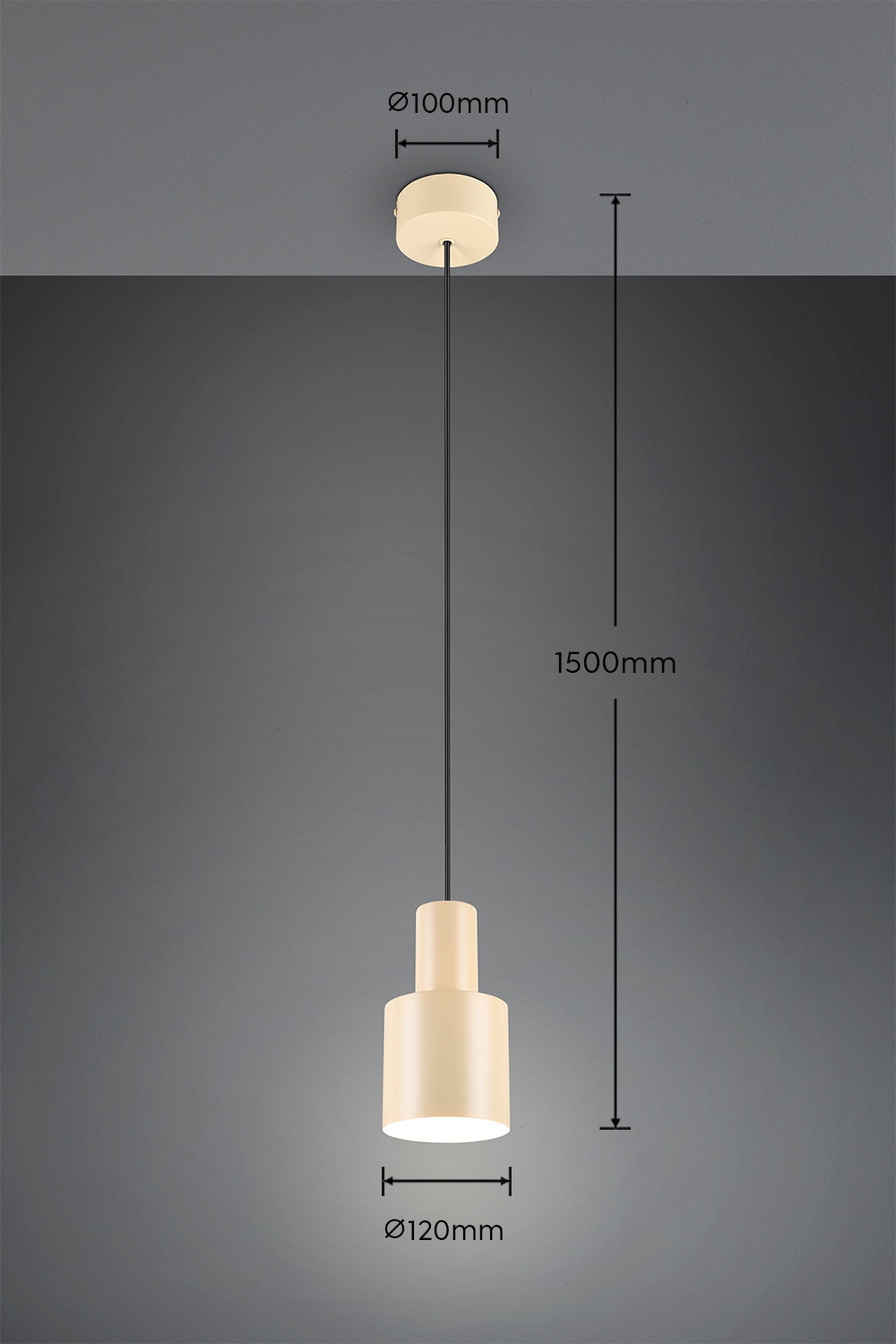 TRIO Leuchten Pendelleuchte »AGUDO, Hängelampe 1-flammig, exkl 1xE27 max 10W, höhenverstellbar«, 1 flammig, Leuchtmittel E27 | Leuchtmittel wechselbar, Hängelampe Ø 12cm, bis max 150cm Abhängung, Küche Esszimmer Wohnzimmer