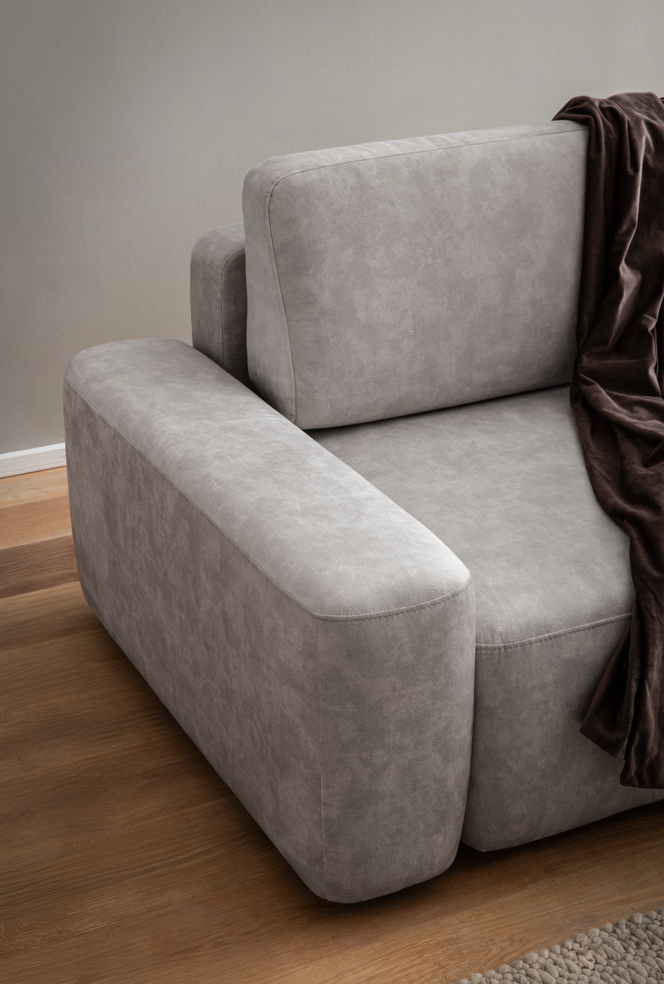 INOSIGN Ecksofa »TORGE (264cm), Schlafsofa in Cord, Samtvelours o Struktur fein, L-Form«, Schlaffunktion, Bettkasten, Liegefläche: 125/210 cm