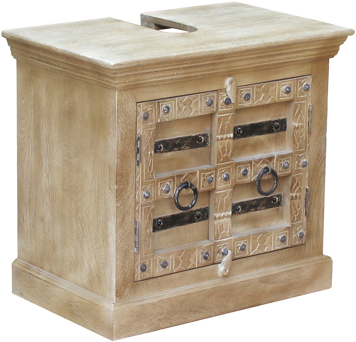 SIT Waschbeckenunterschrank »Daipur« geschnitzte Verzierungen und Siphonausschnitt