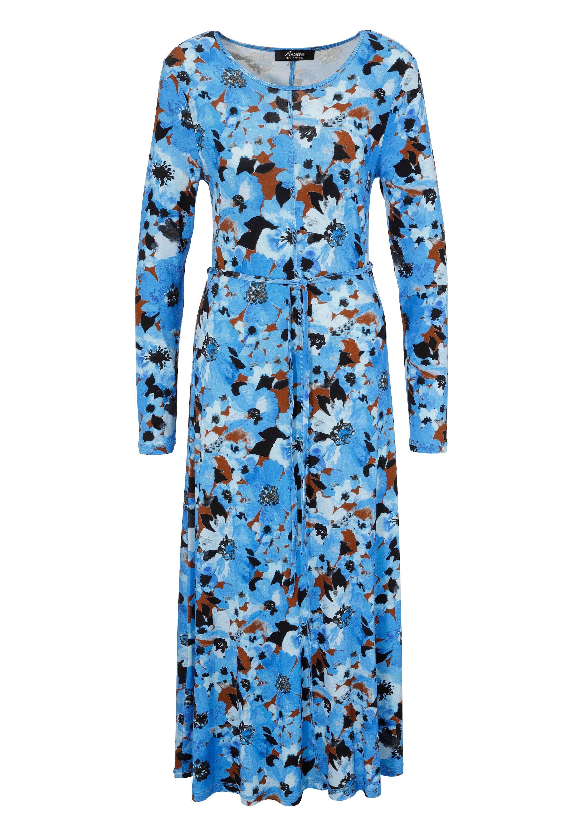 Aniston SELECTED Midikleid, (mit abnehmbarem Bindeband), mit dekorativen Ziernähten