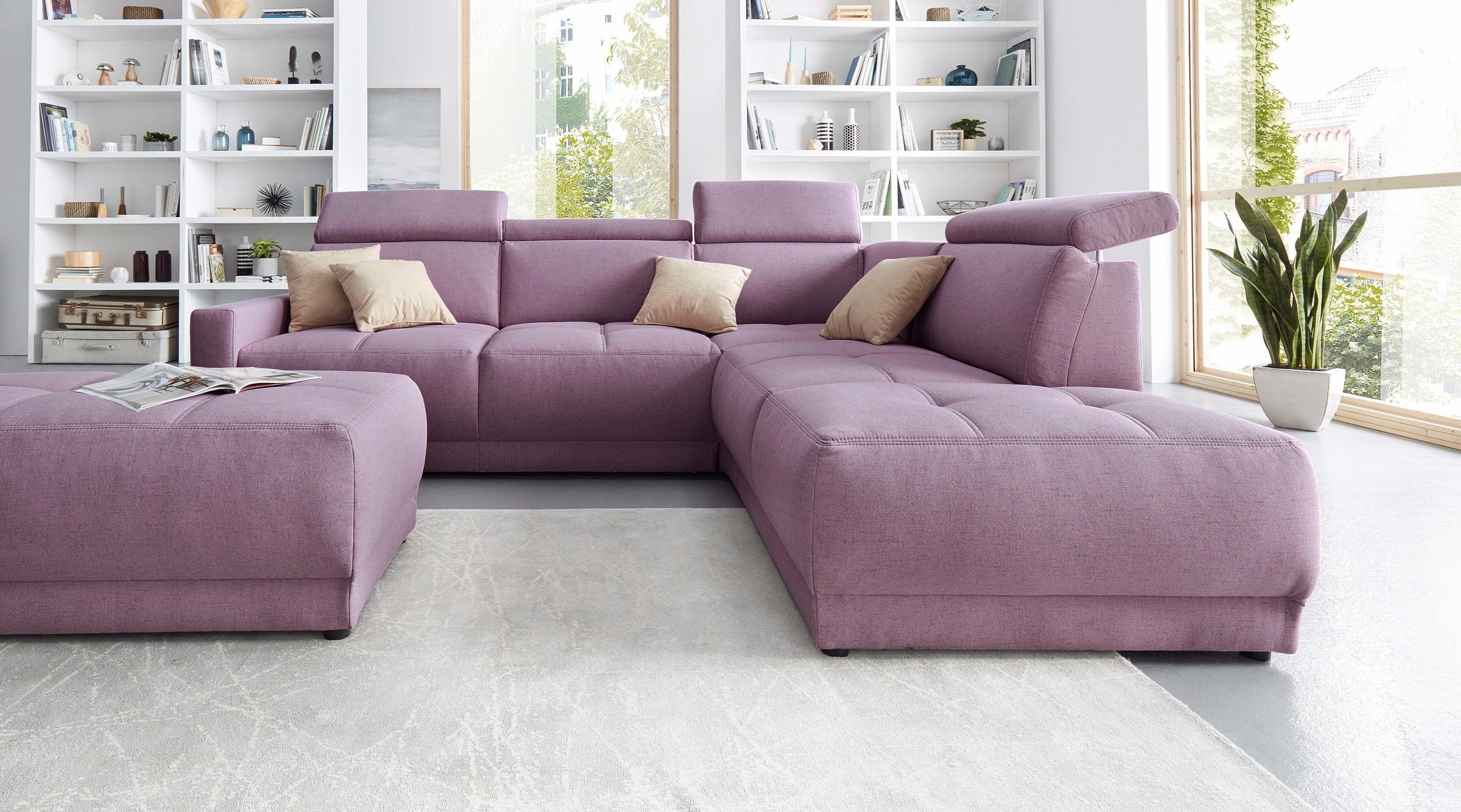 DOMO collection Ecksofa »Ava, moderne Sitzheftung mit toller Doppelnaht, ko günstig online kaufen