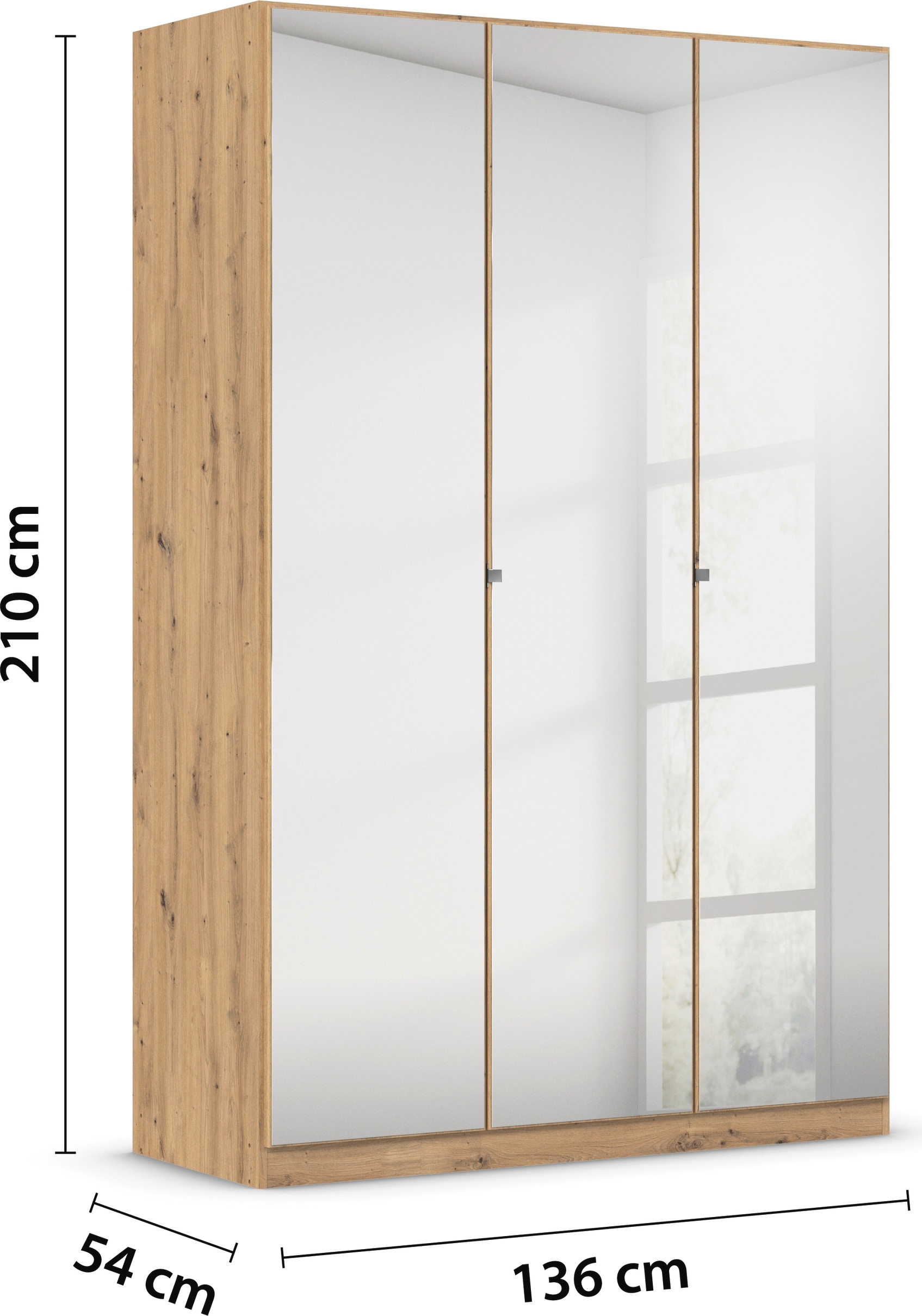 rauch Drehtürenschrank »Reflect«, mit Spiegelfront, inkl. praktischer Inneneinteilung