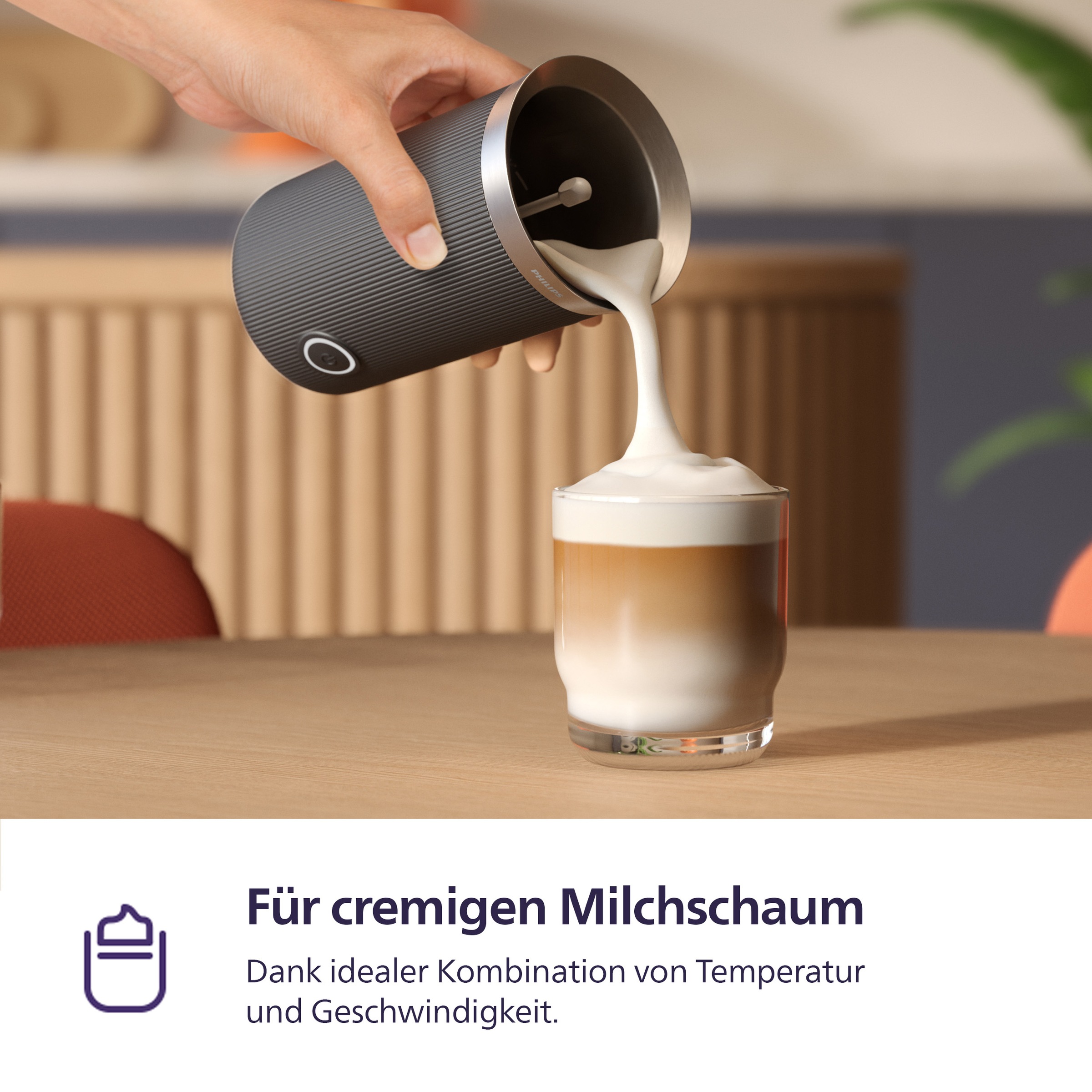 PHILIPS baristina Milchaufschäumer »BAR311, Antihaftbeschichtung, leichte Reinigung« warmer und kalter Milchschaum, 120 ml Fassungsvermögen