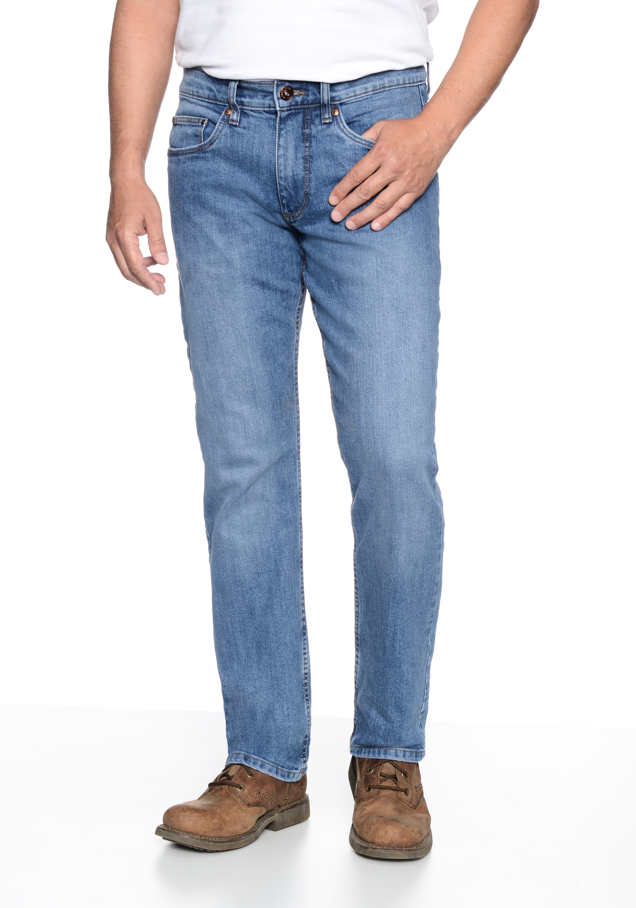 HERO BY JOHN MEDOOX 5-Pocket-Jeans »Phoenix Denim Big Straight Cut Stretch« Straight Fit Casual Clean Wash Denim Jeans für Herren old vintage blue...