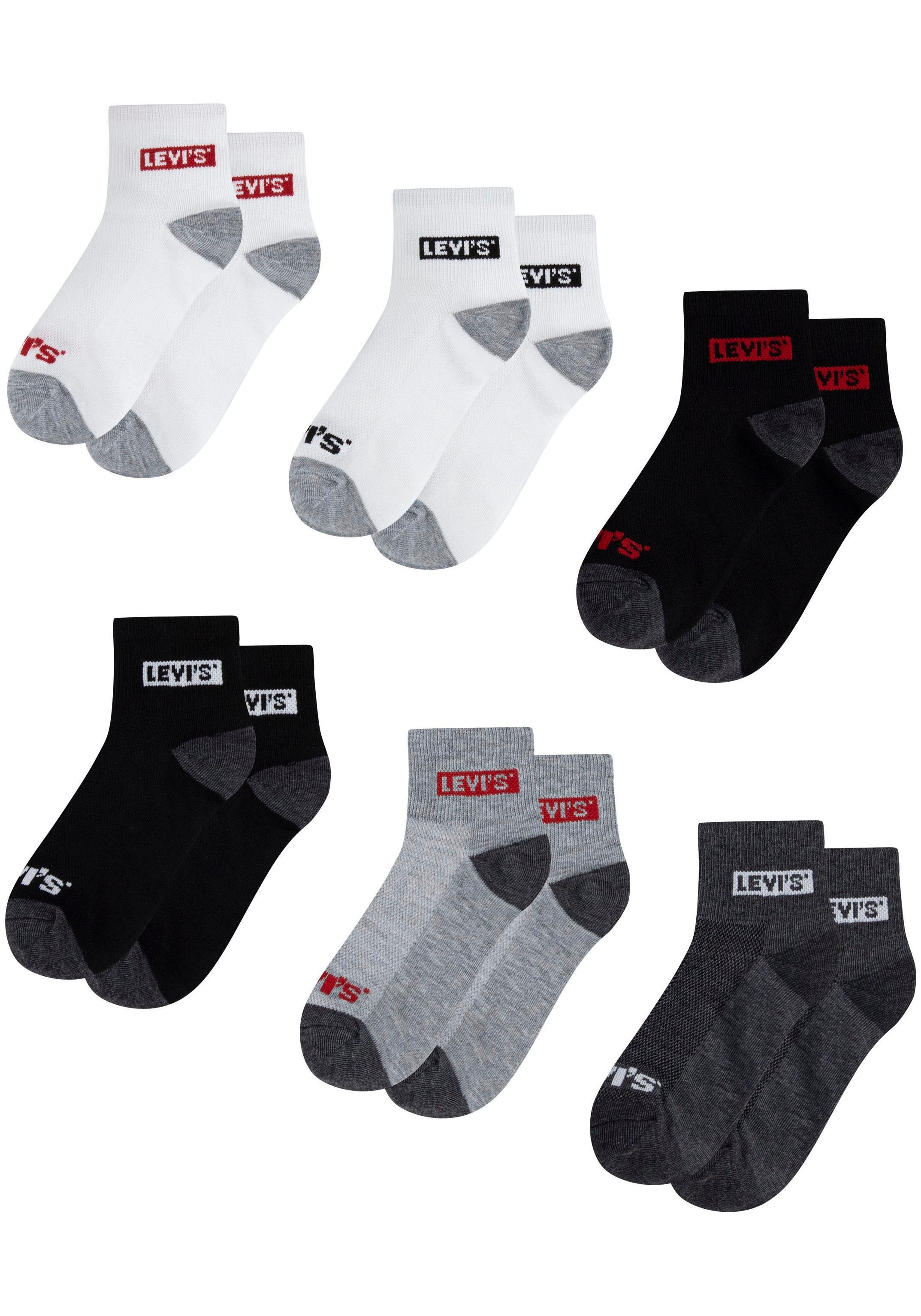 Levi's® Kids Kurzsocken »LHN BOX TAB MID CUT 6PK«, (Packung), UNISEX